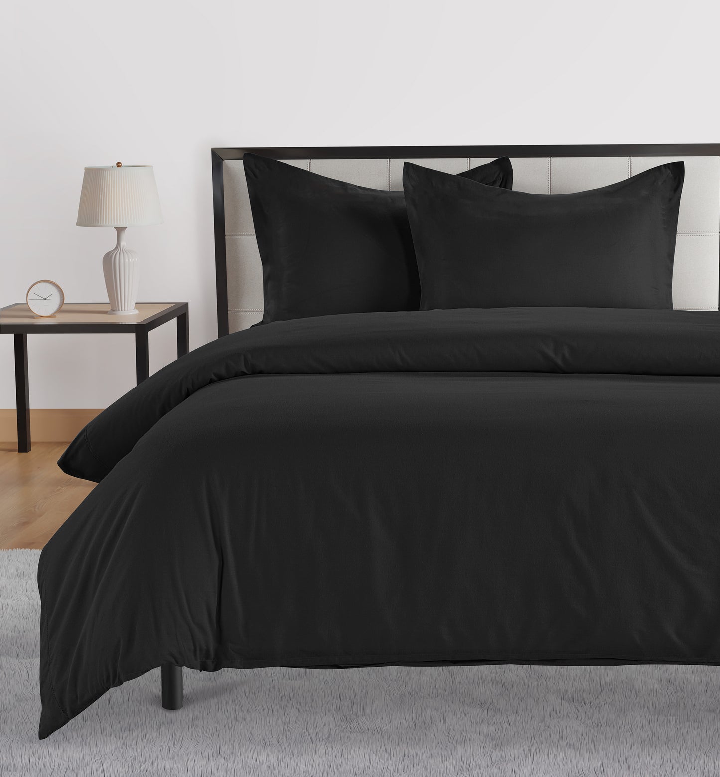 100% Organic Washed Cotton Quilt Cover Set - Black