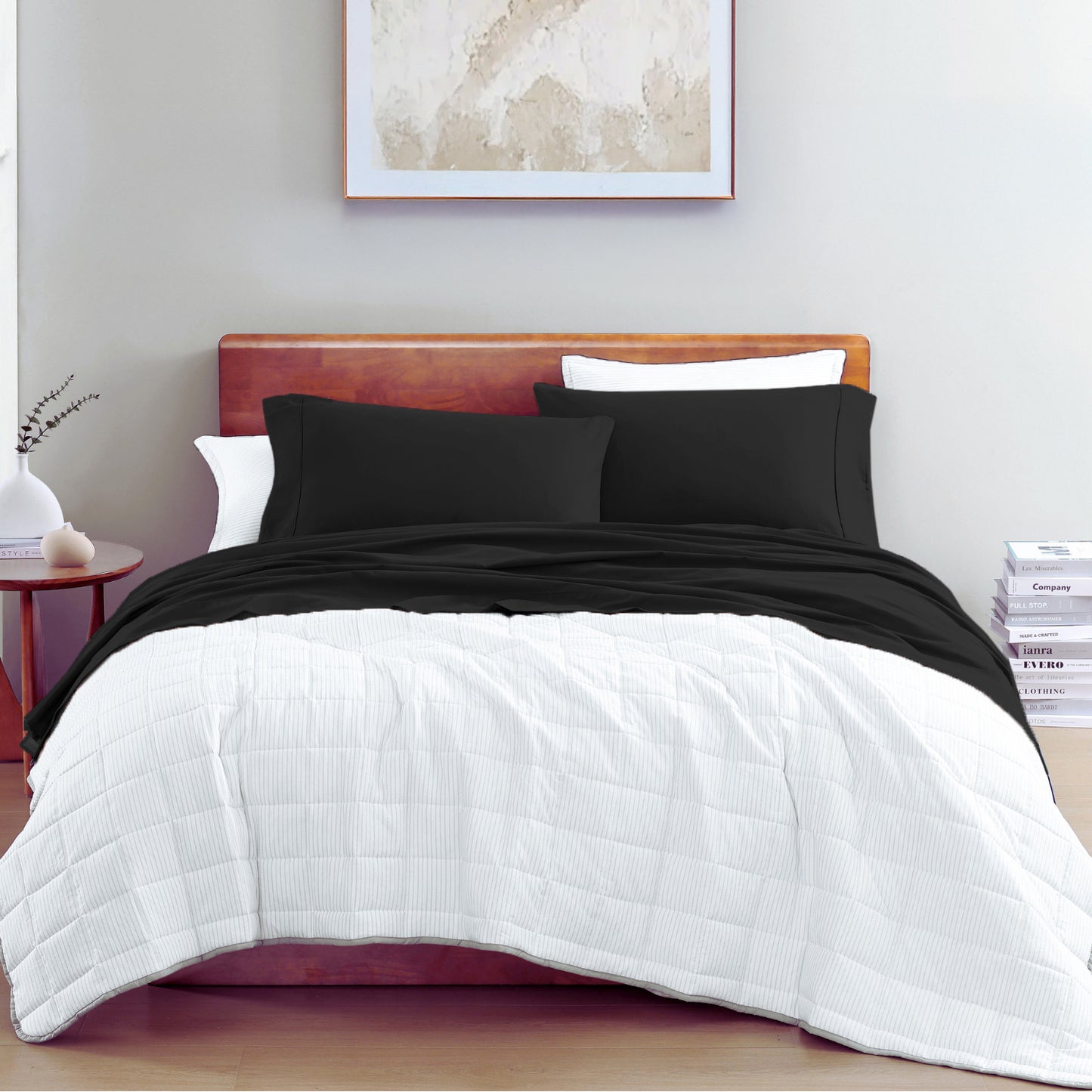 100% Organic Washed Cotton Sheet Set - Black