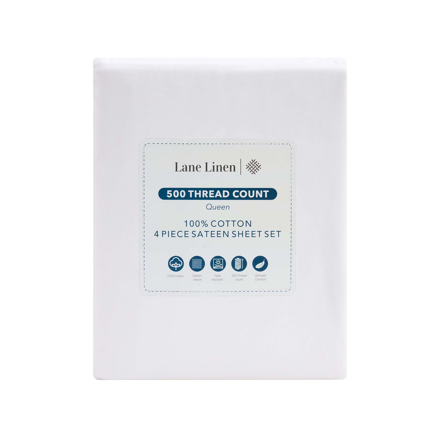 100% Cotton Sateen 500TC Sheet Set - White