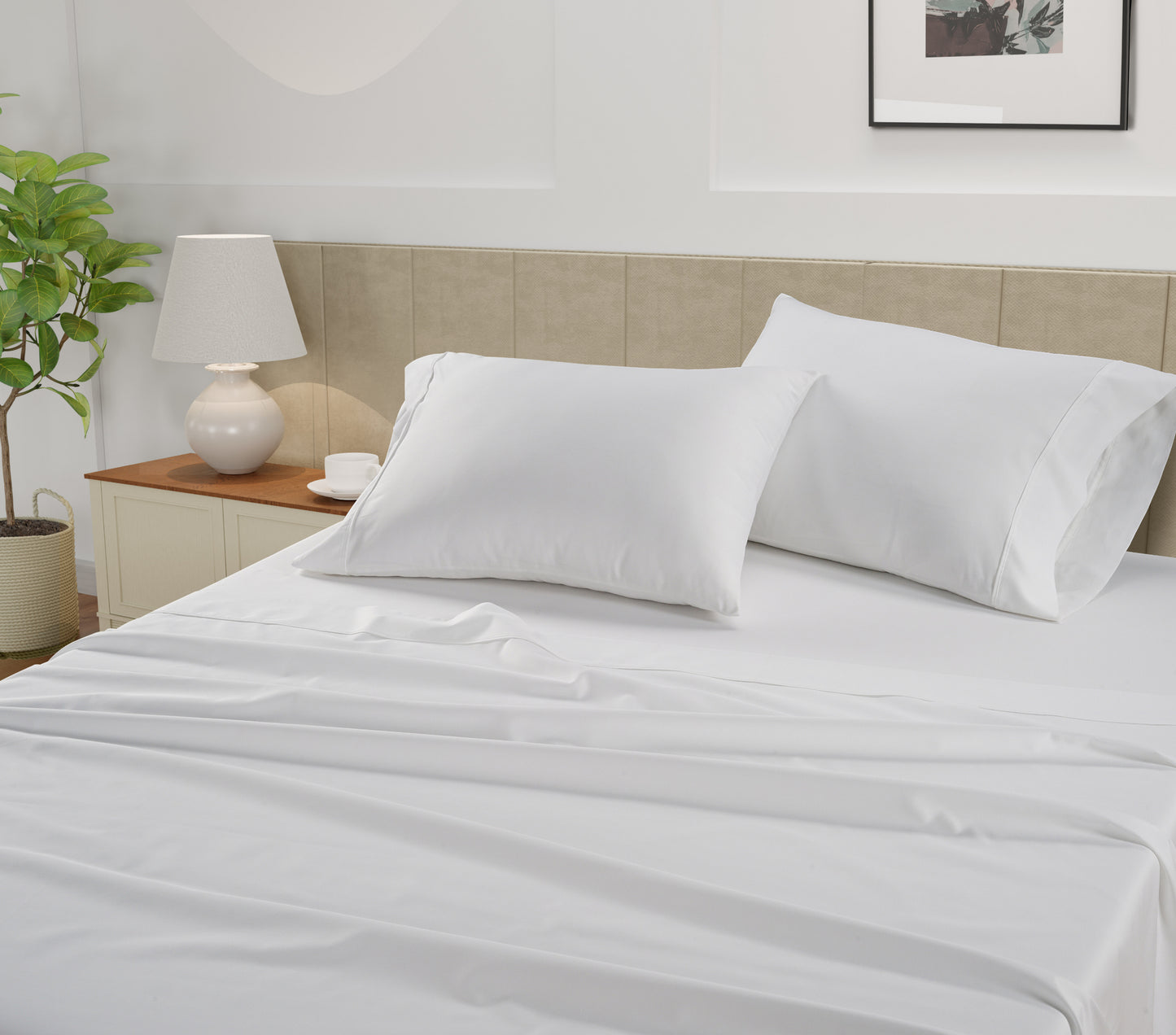 100% Cotton Sateen 500TC Sheet Set - White