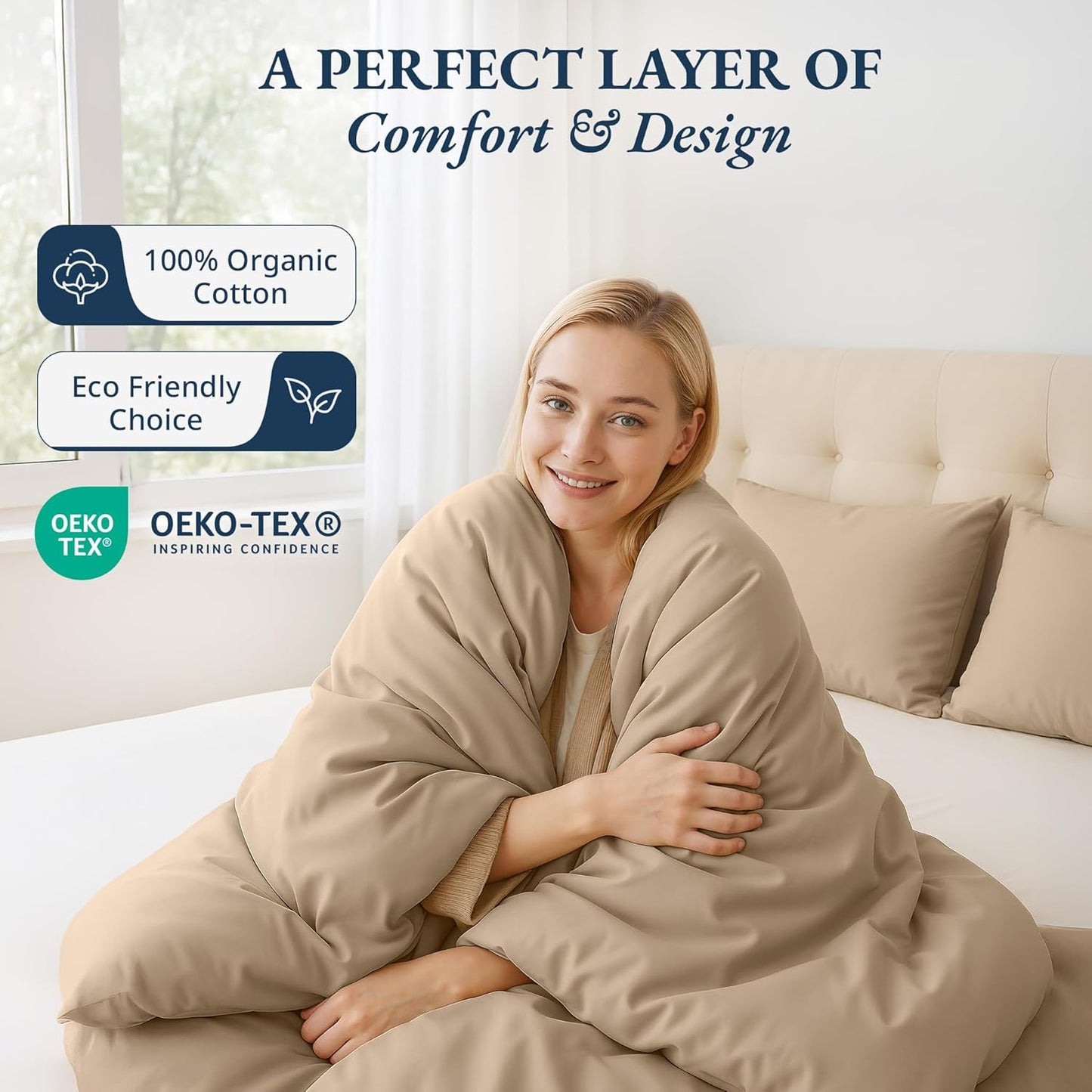 100% Organic Washed Cotton Quilt Cover Set - Taupe