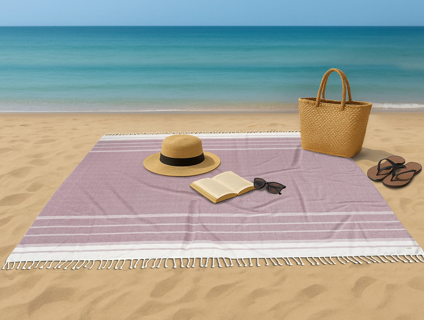 Turkish Towel Beach Blanket - Wistful Mauve