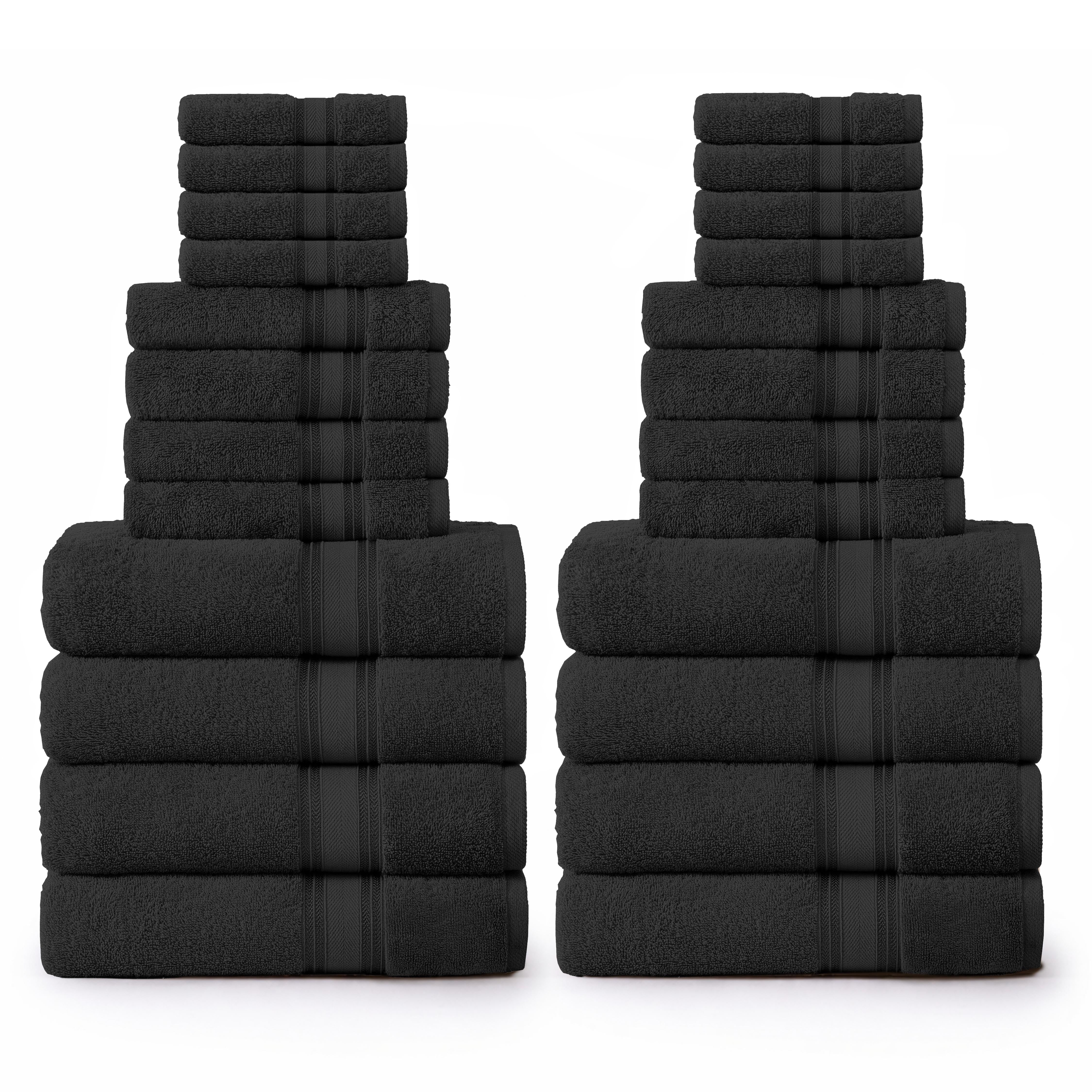 24 Piece 100% Cotton Towel Set 550GSM - Black