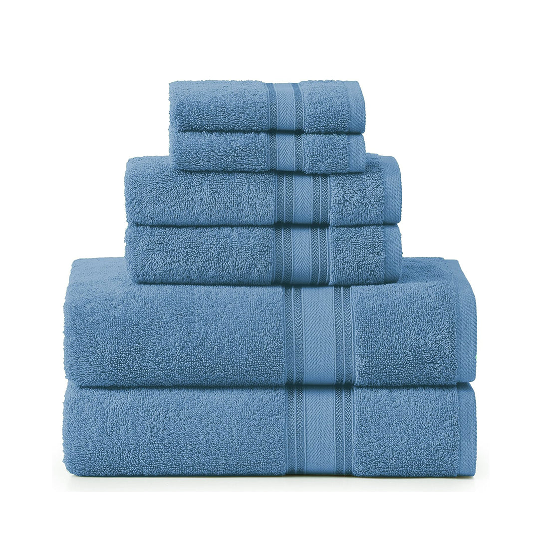 6 Piece Cotton Towel Set 550GSM - Cerulean Blue