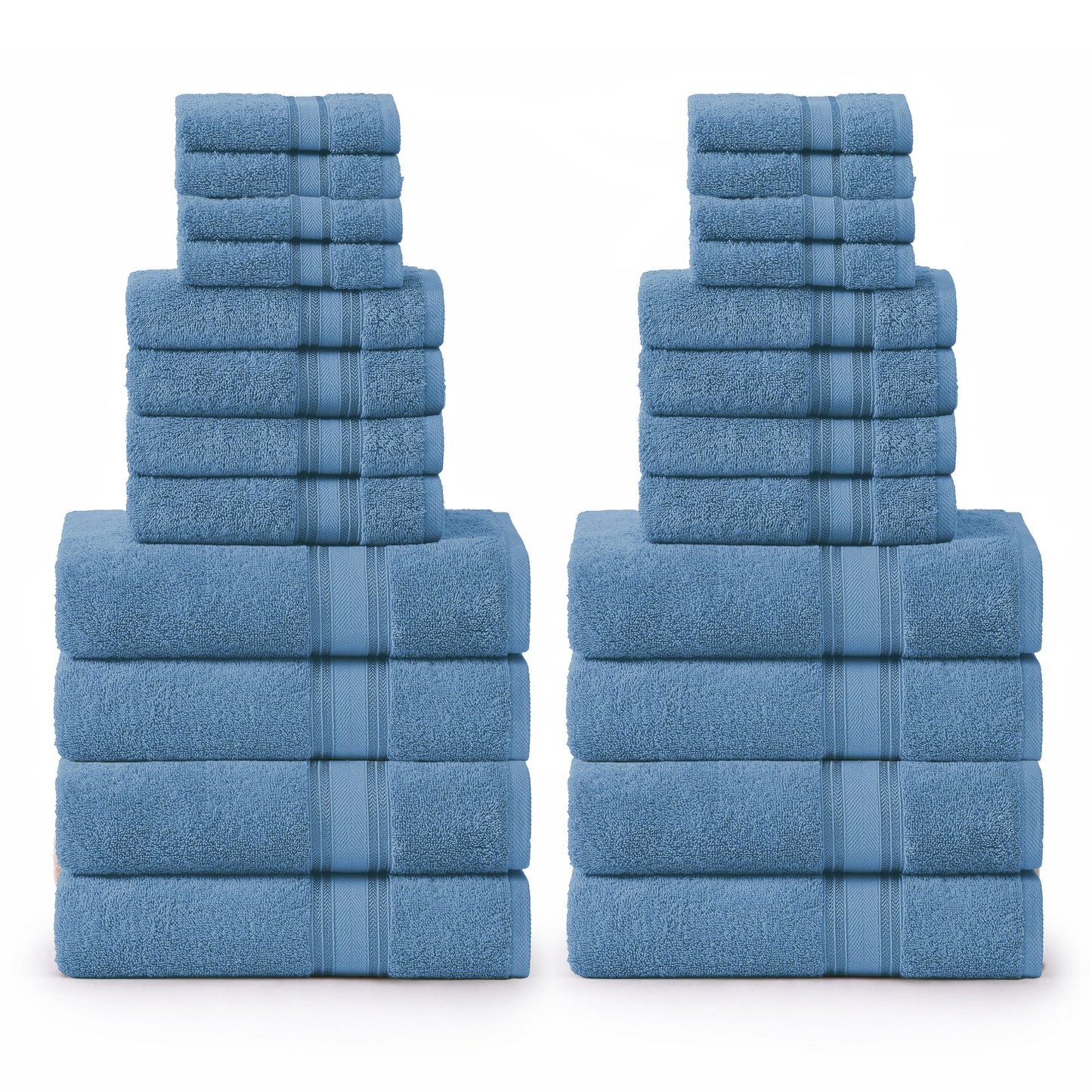 24 Piece 100% Cotton Towel Set 550GSM - Cerulean Blue