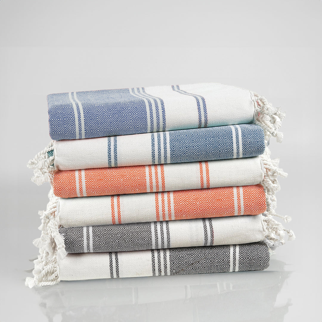 Set of 6 Diamond Turkish Beach Towels  - Multi Pk2