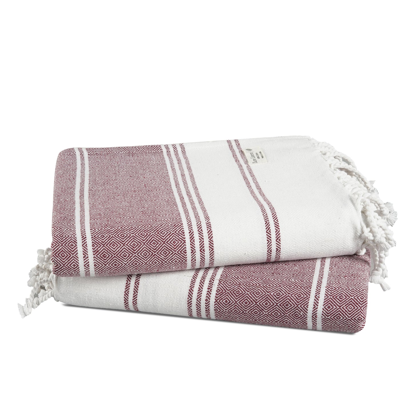 Set of 2 Diamond Turkish Beach Towels - Fired Brick