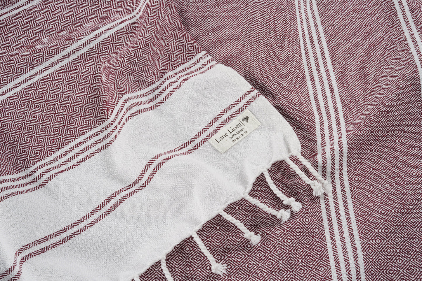 Set of 2 Diamond Turkish Beach Towels - Fired Brick