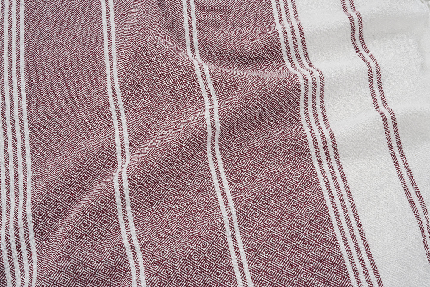 Set of 2 Diamond Turkish Beach Towels - Fired Brick