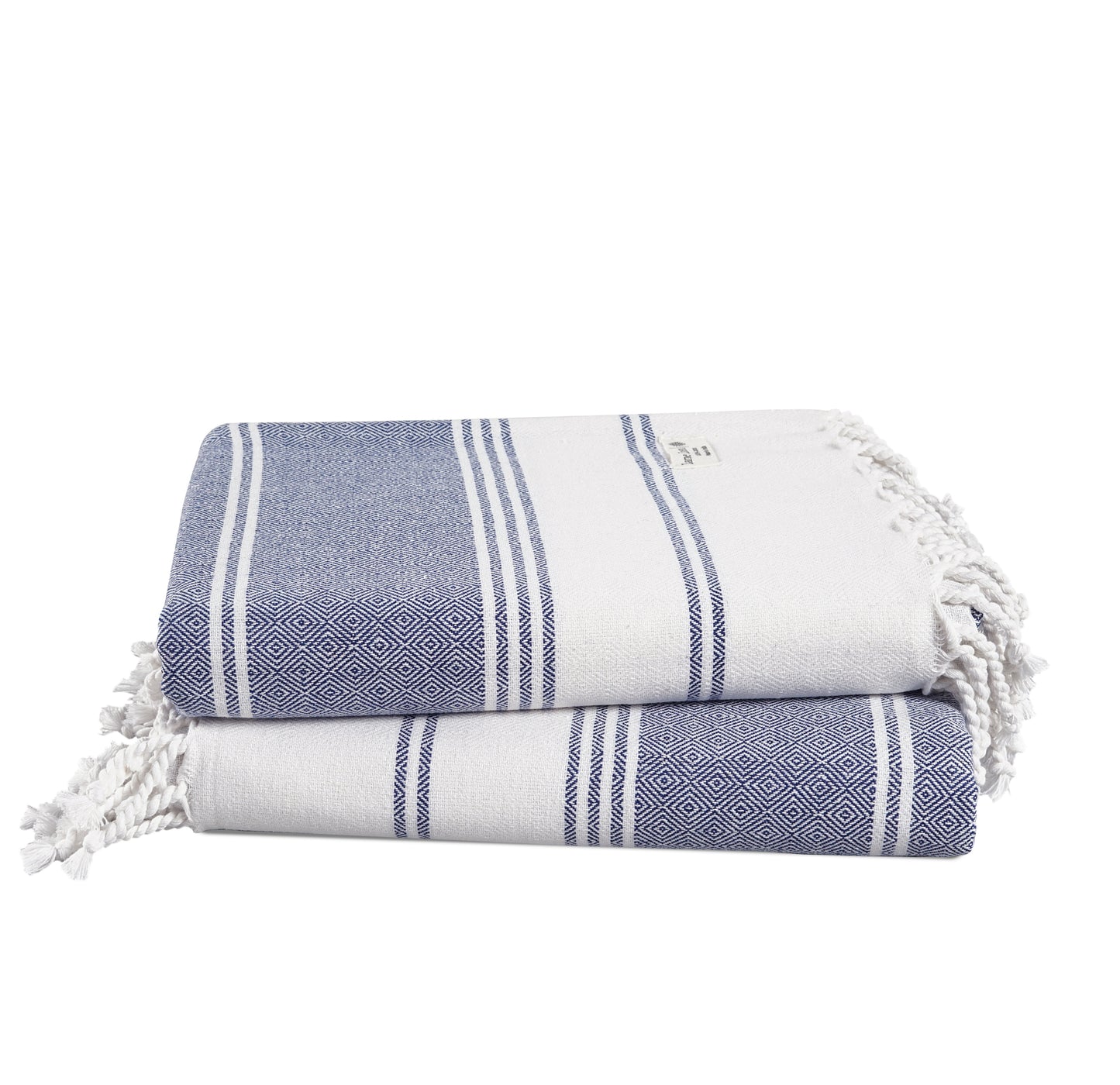 Set of 2 Diamond Turkish Beach Towels - Navy Blazer