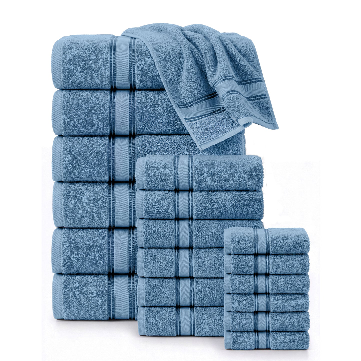 18 Piece 100% Cotton Towel Set 550GSM - Cerulean Blue