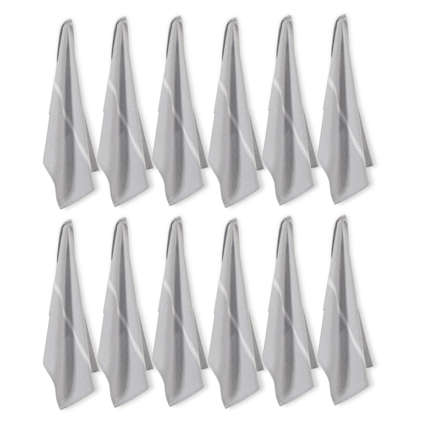 Set of 12 Herringbone Kitchen Towels - Grey