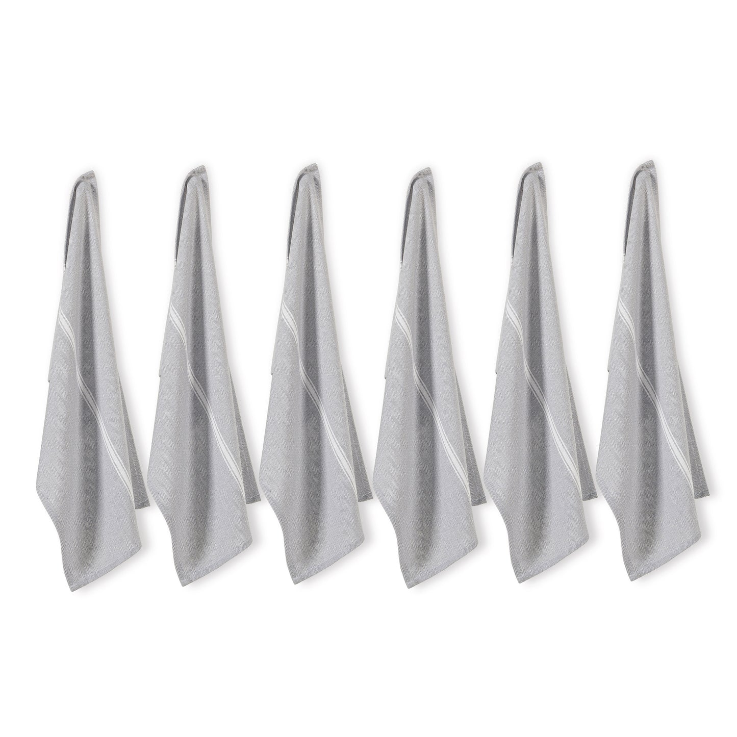 Set of 6 Herringbone Kitchen Towels - Grey