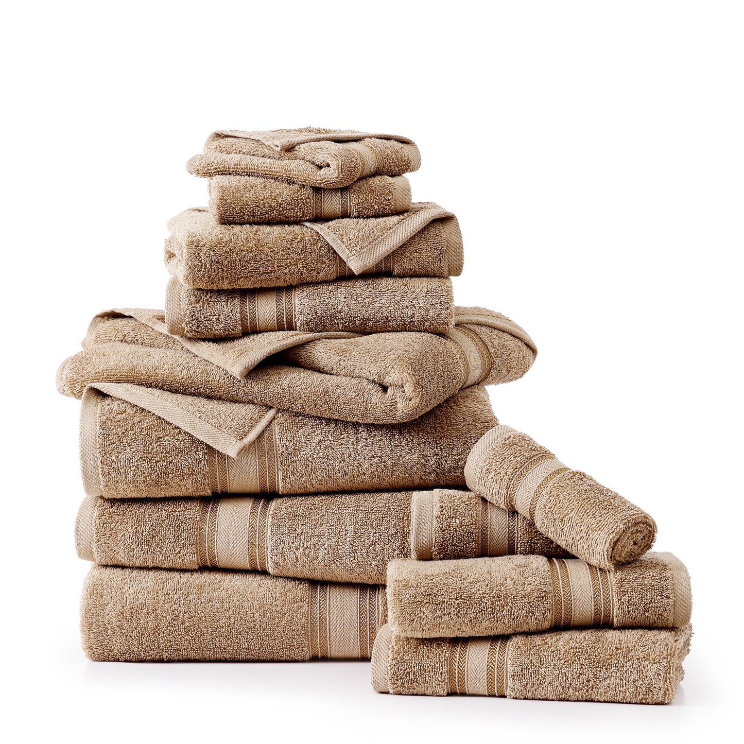 12 Piece 100% Cotton Towel Set 550GSM - Taupe