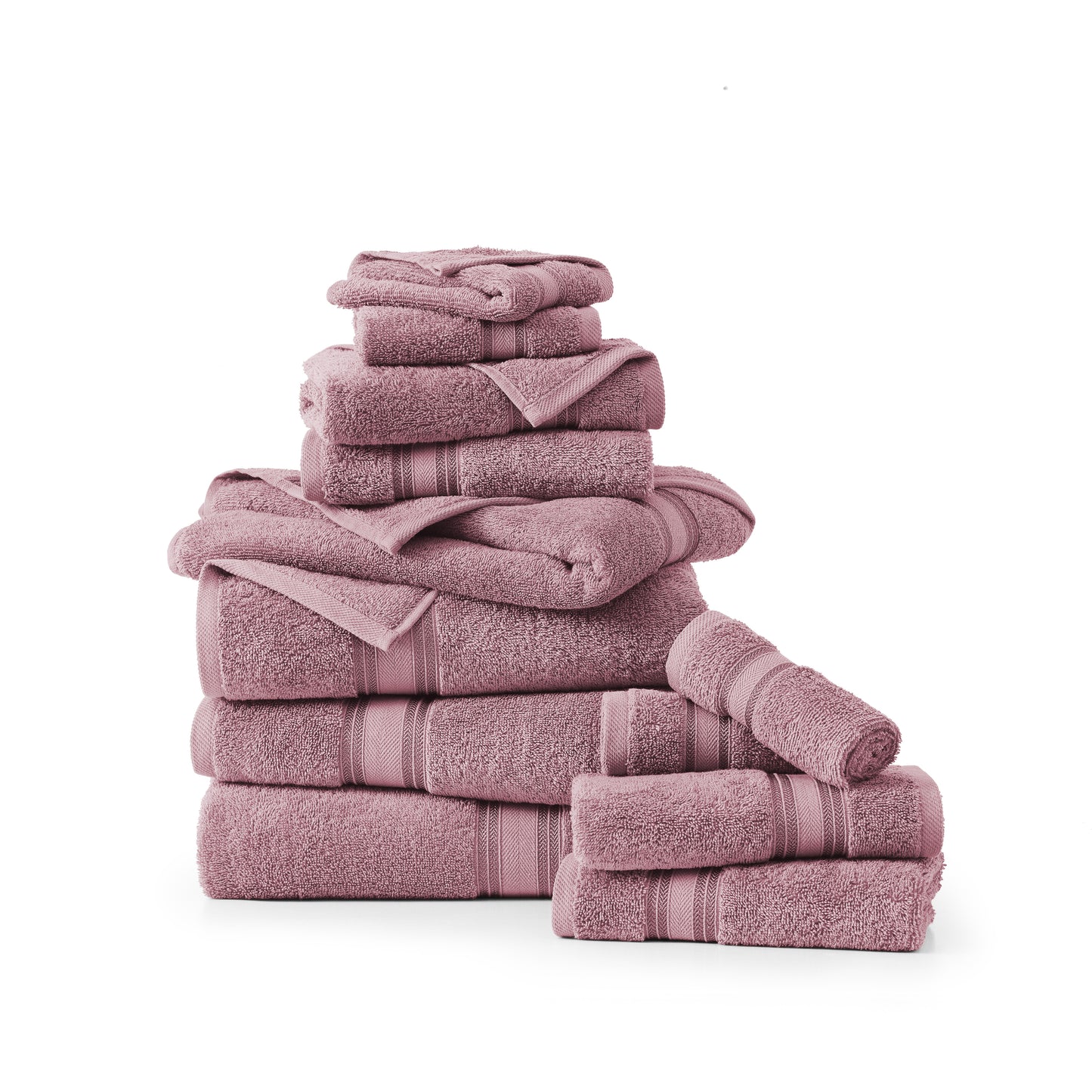12 Piece 100% Cotton Towel Set 550GSM - Wishful Mauve
