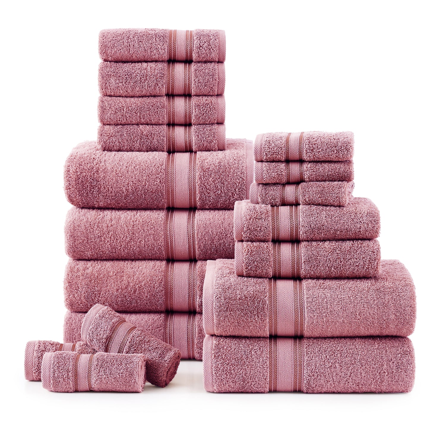 18 Piece 100% Cotton Towel Set 550GSM - Wishful Mauve
