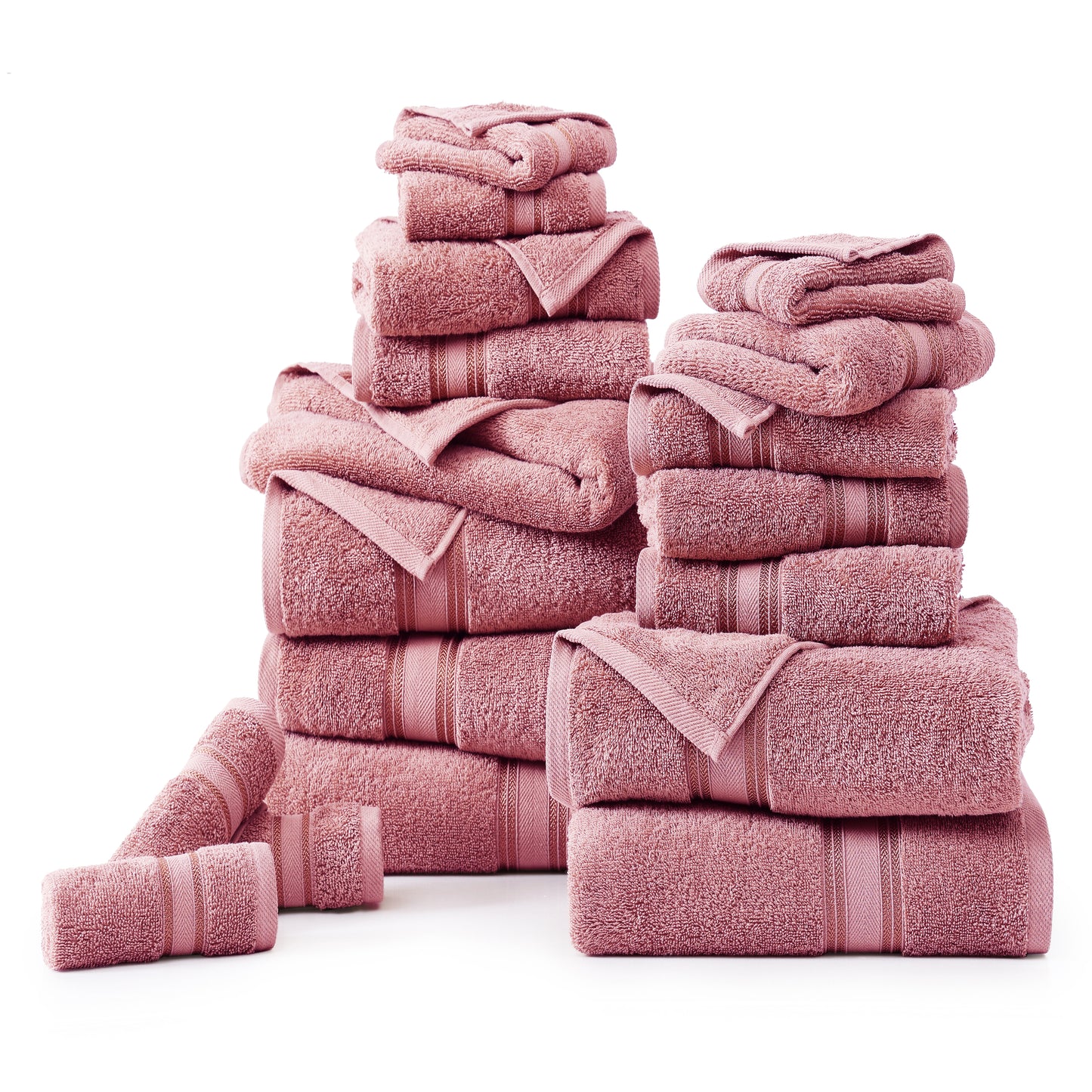 18 Piece 100% Cotton Towel Set 550GSM - Wishful Mauve