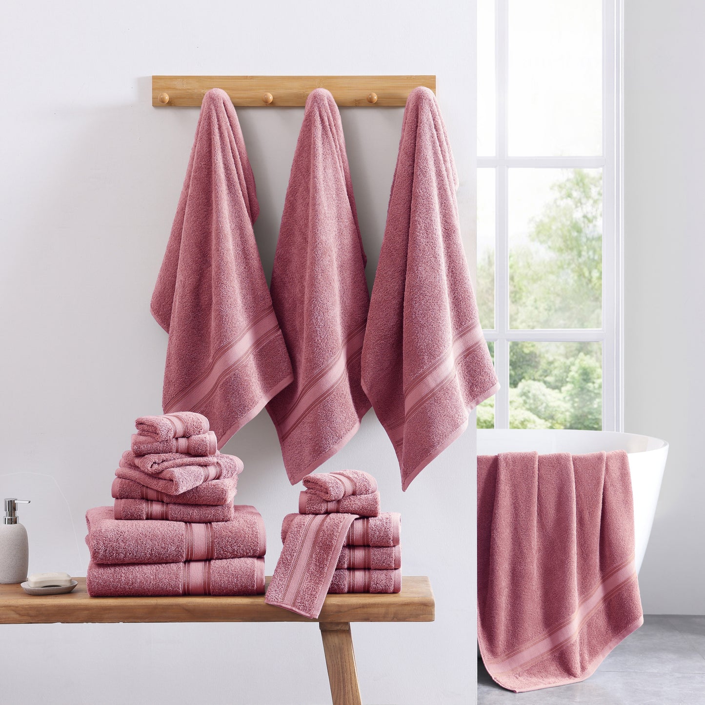 18 Piece 100% Cotton Towel Set 550GSM - Wishful Mauve