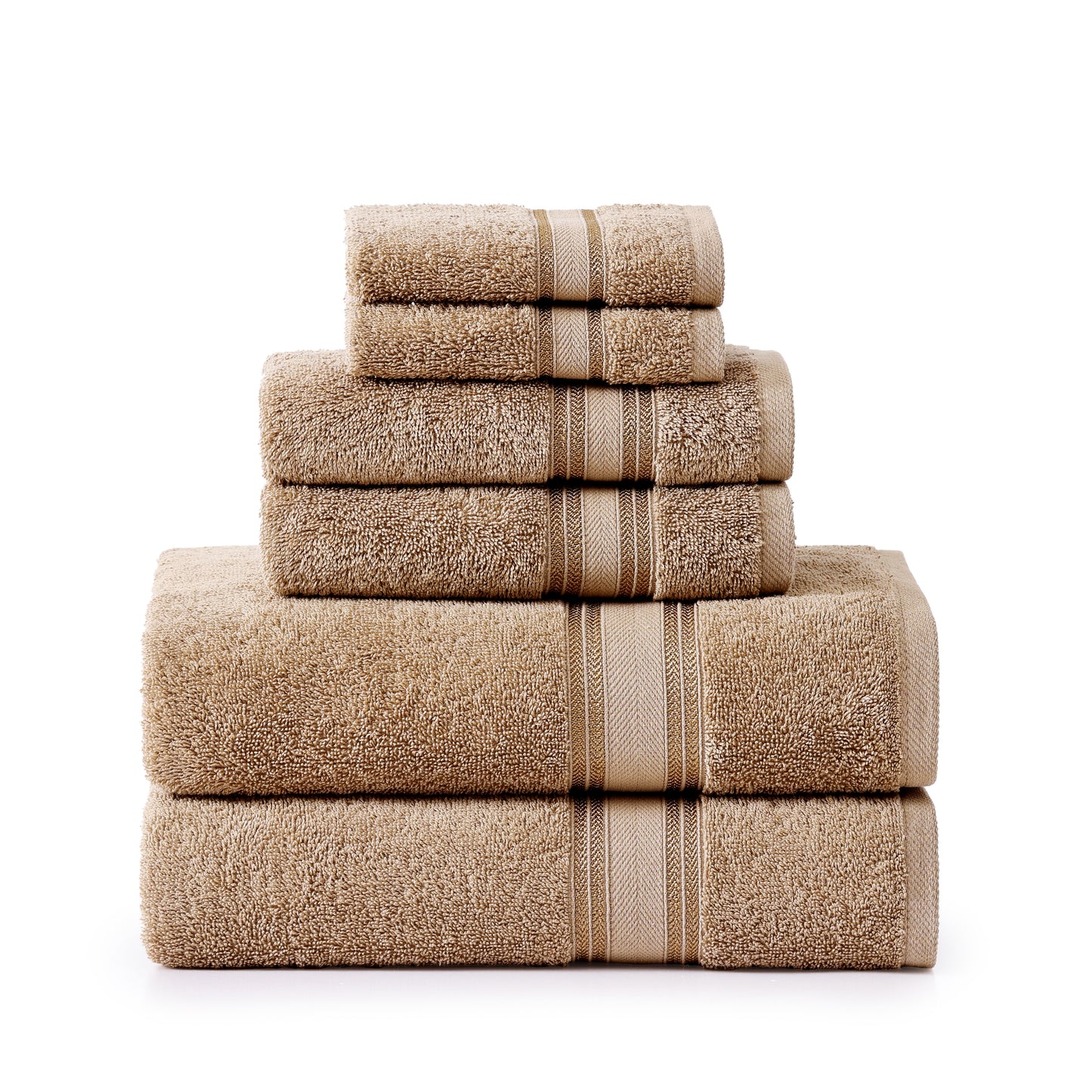 6 Piece Cotton Towel Set 550GSM - Taupe