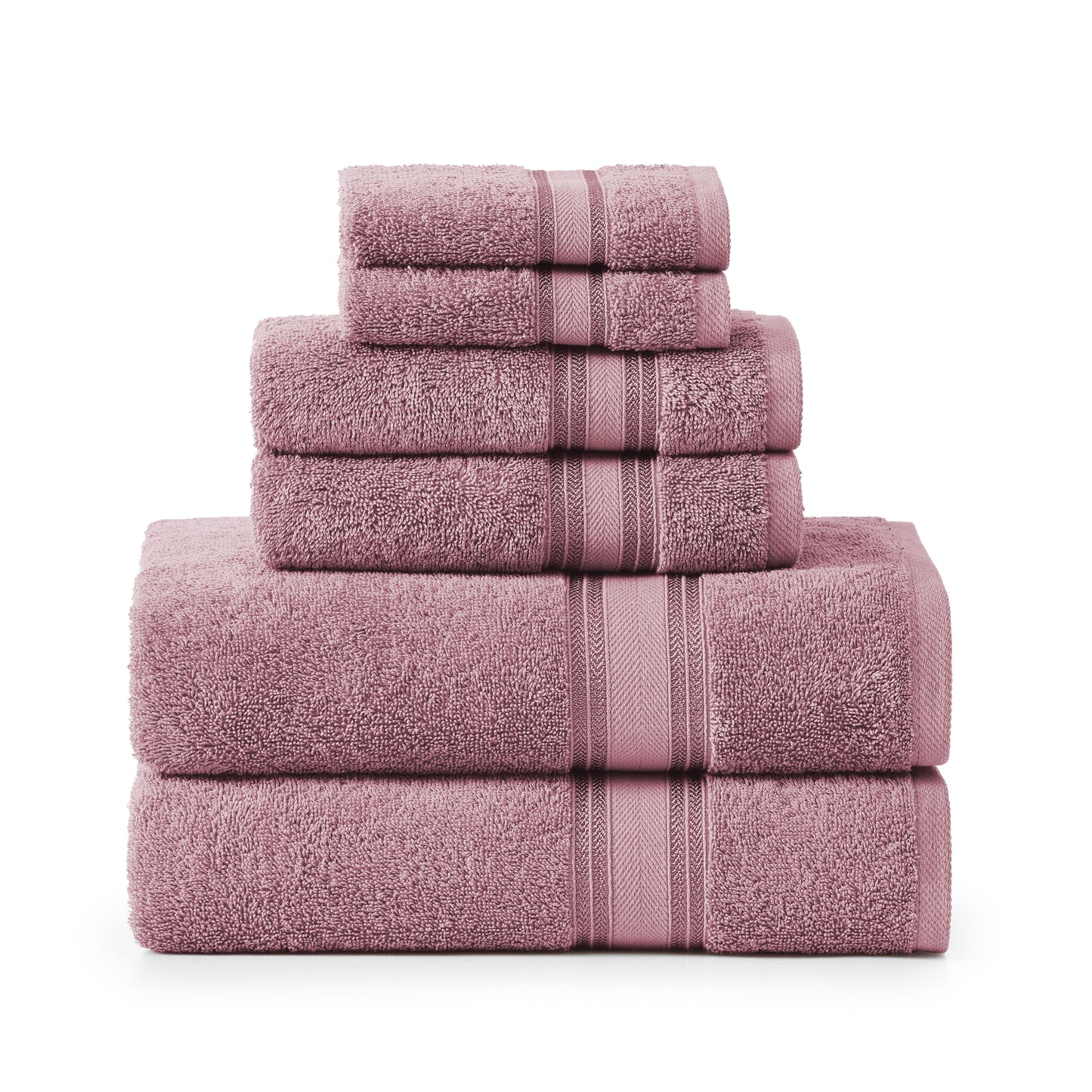 6 Piece Cotton Towel Set 550GSM - Wishful Mauve