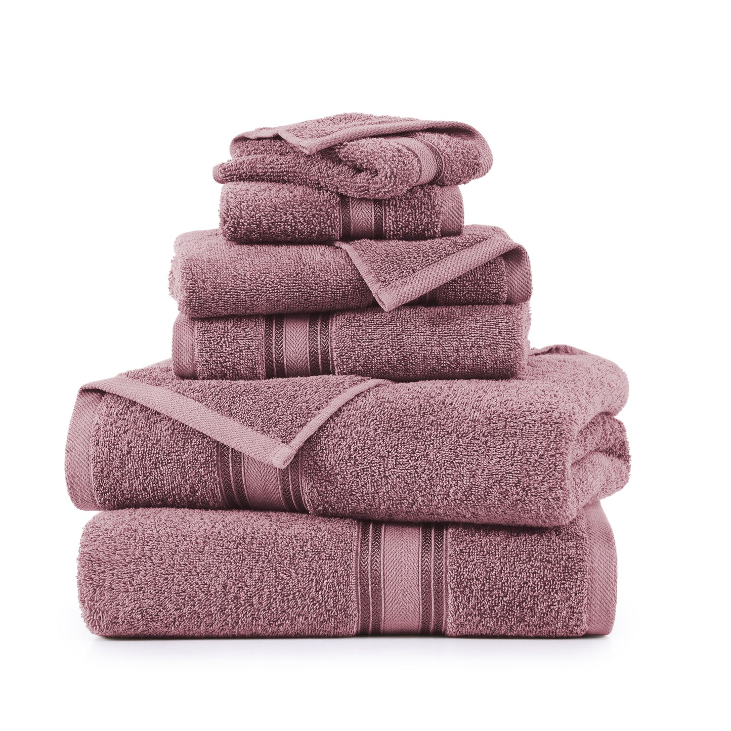 6 Piece Cotton Towel Set 550GSM - Wishful Mauve