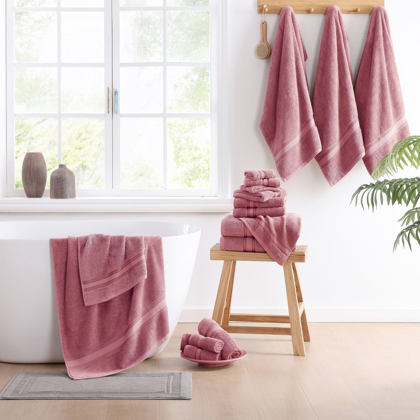 6 Piece Cotton Towel Set 550GSM - Wishful Mauve