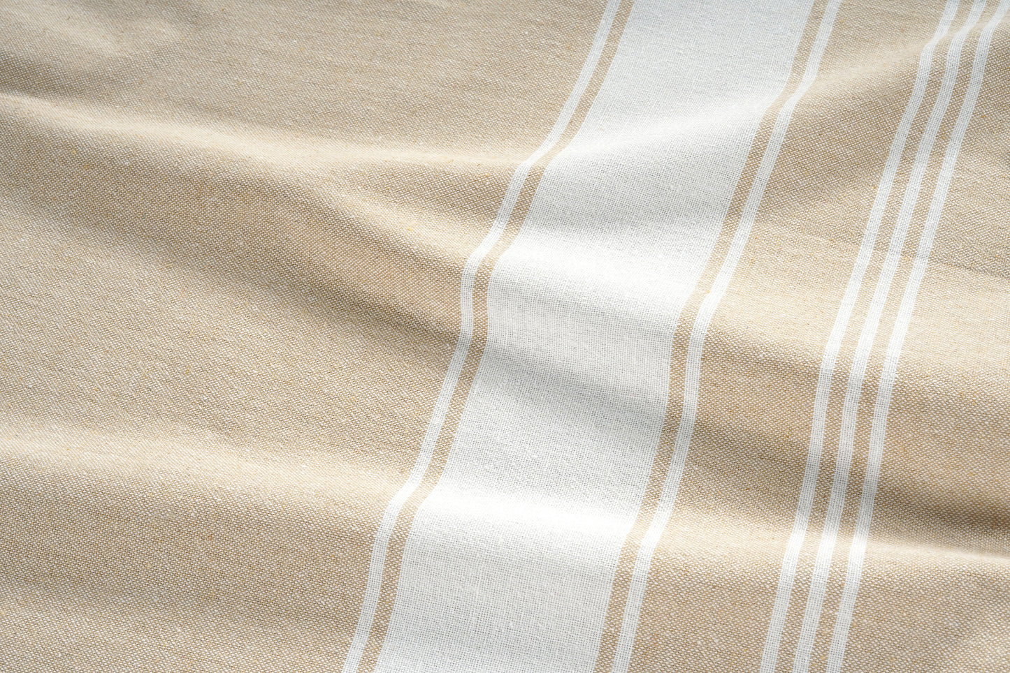 Set of 2 Chambray Turkish Beach Towels - Beige