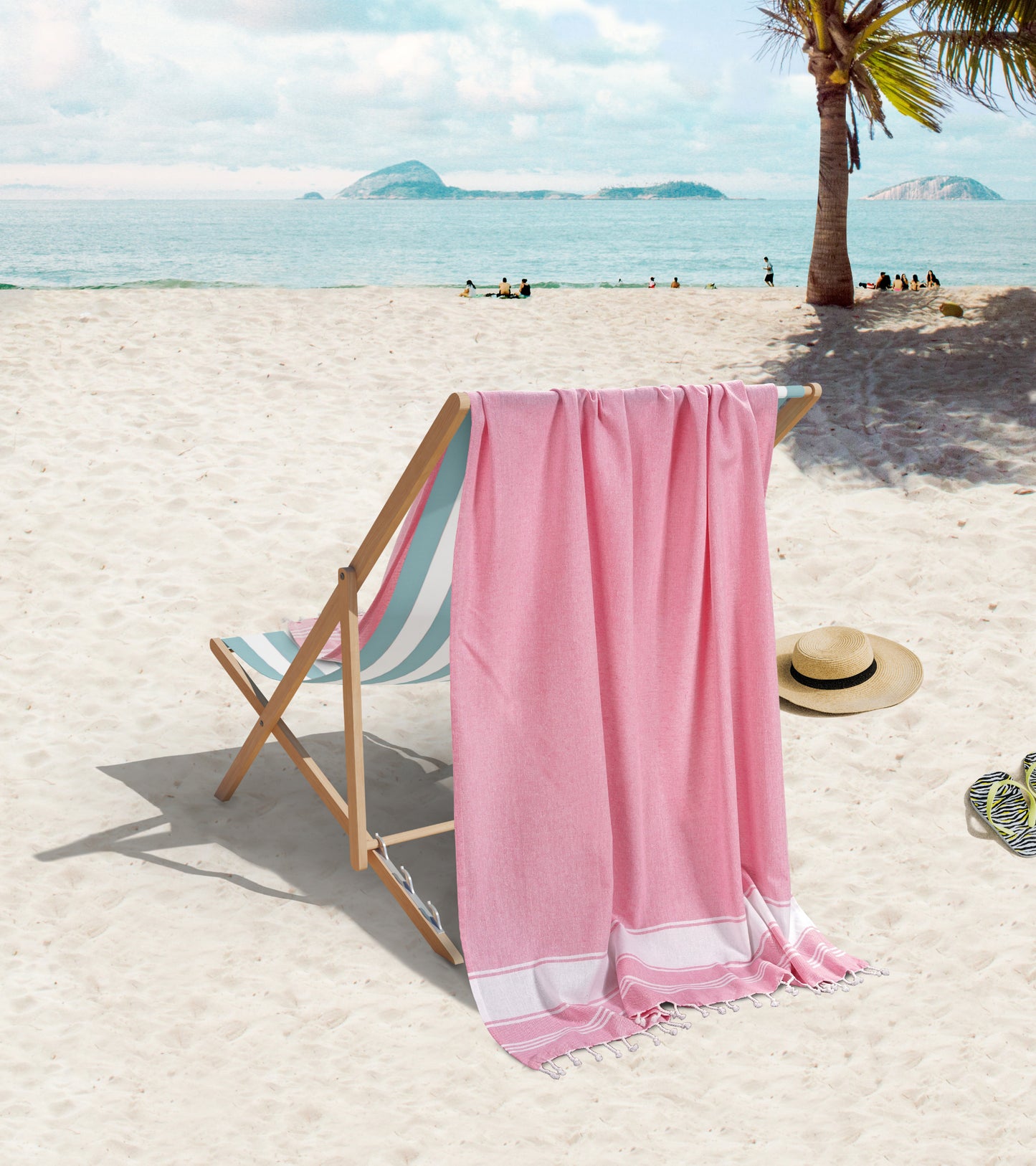 Set of 2 Chambray Turkish Beach Towels - Cashmere Rose