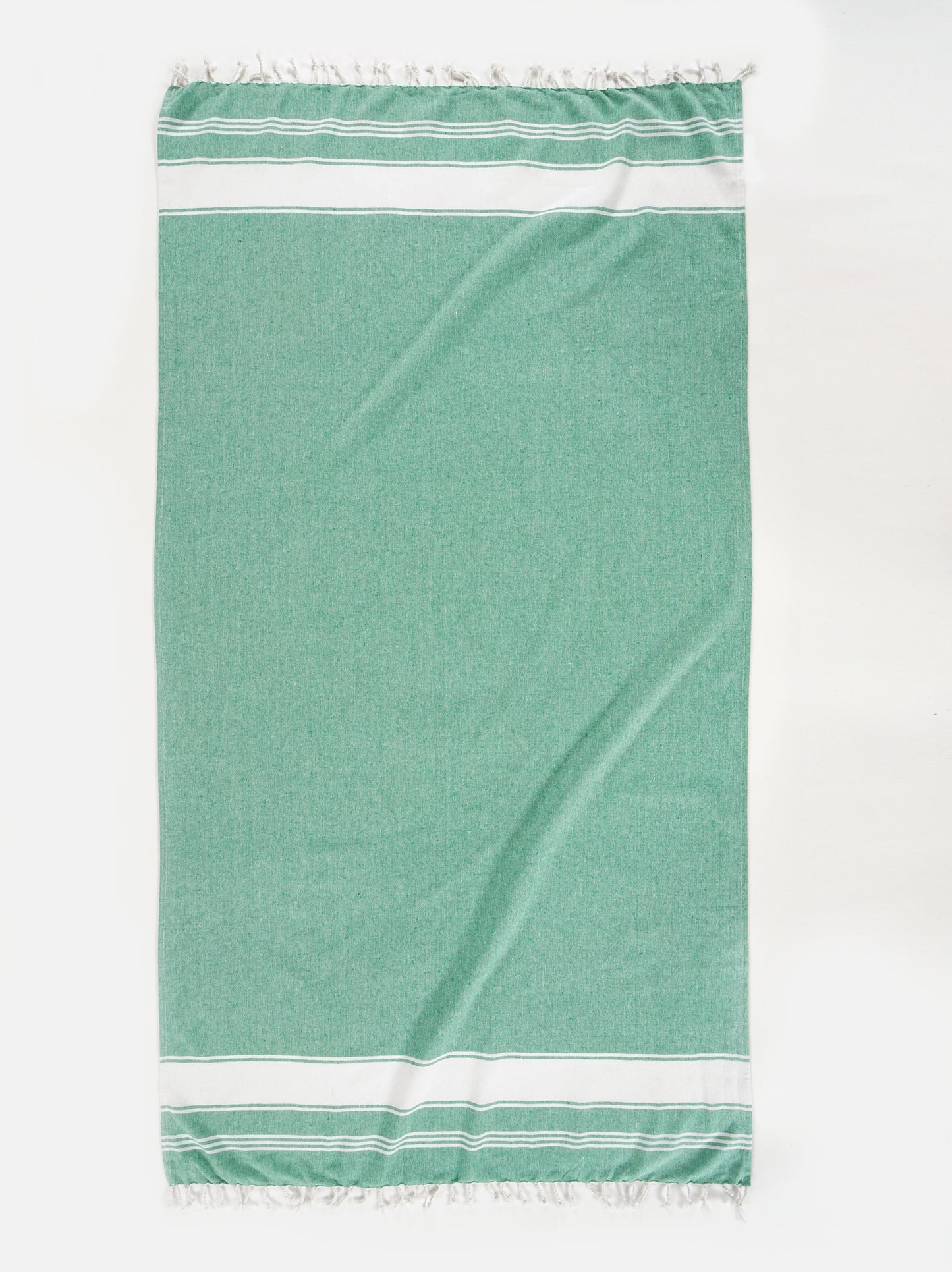 Set of 2 Chambray Turkish Beach Towels - Jade Green