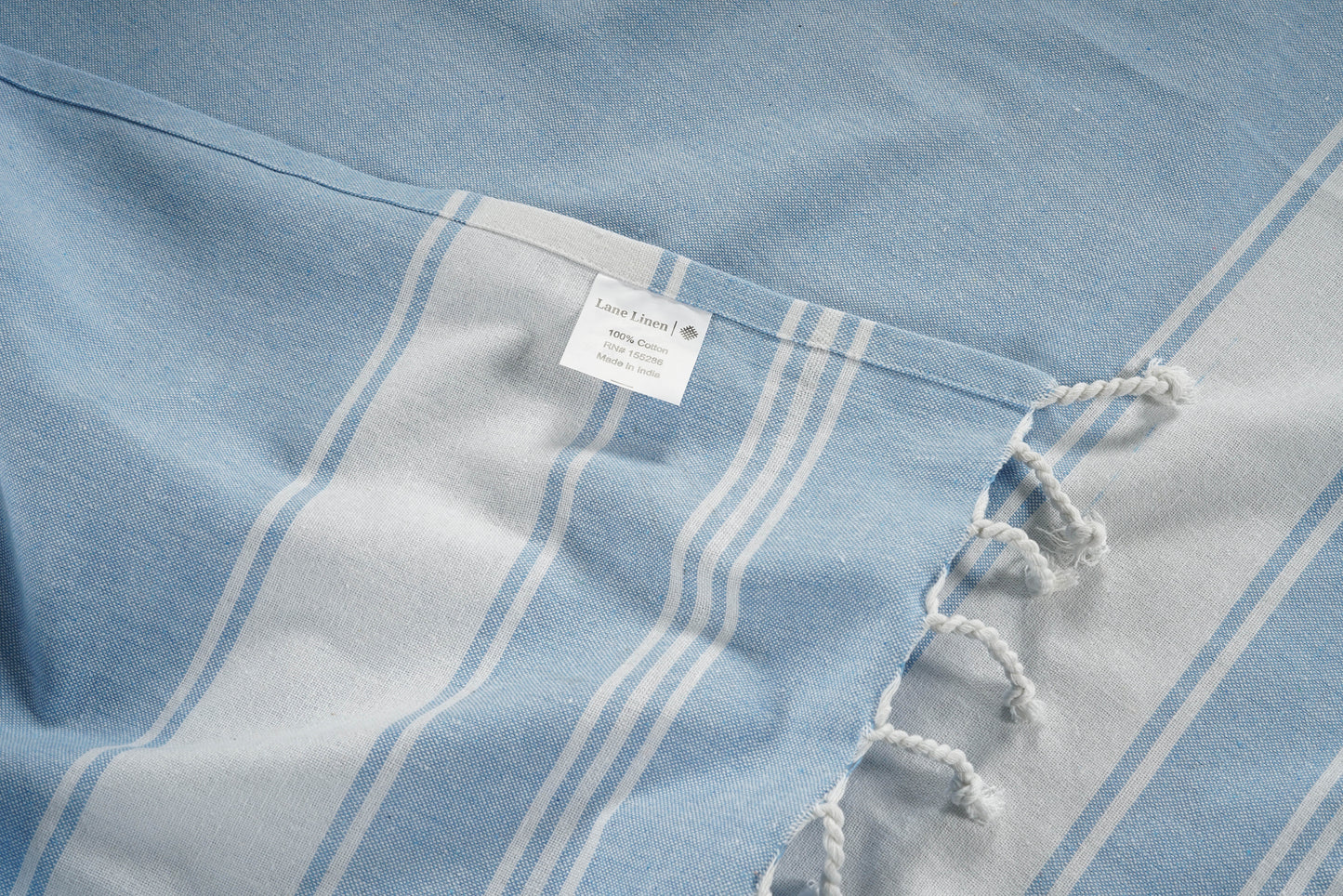 Set of 2 Chambray Turkish Beach Towels - Sky Blue
