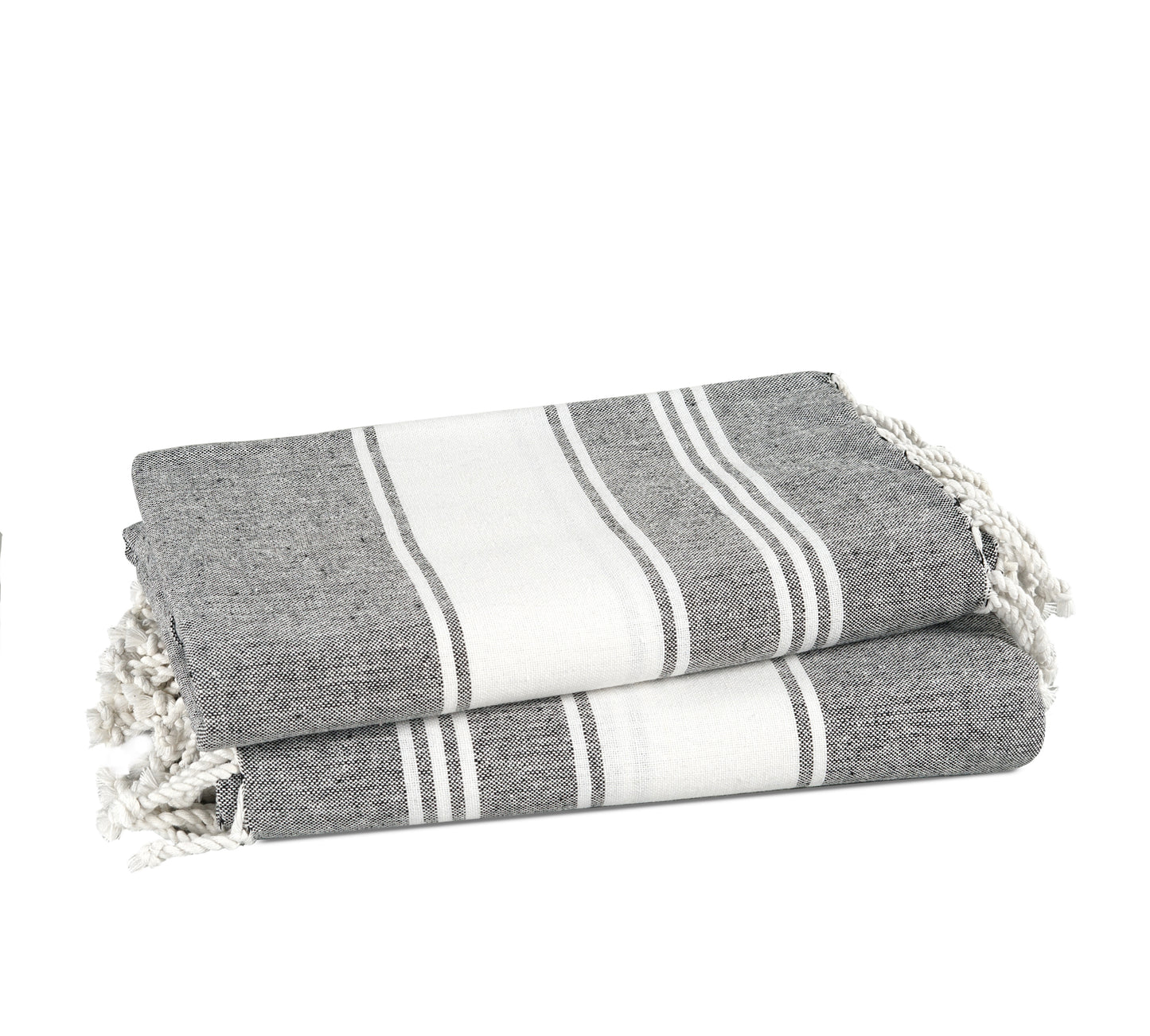 Set of 2 Chambray Turkish Beach Towels - Smoky Black