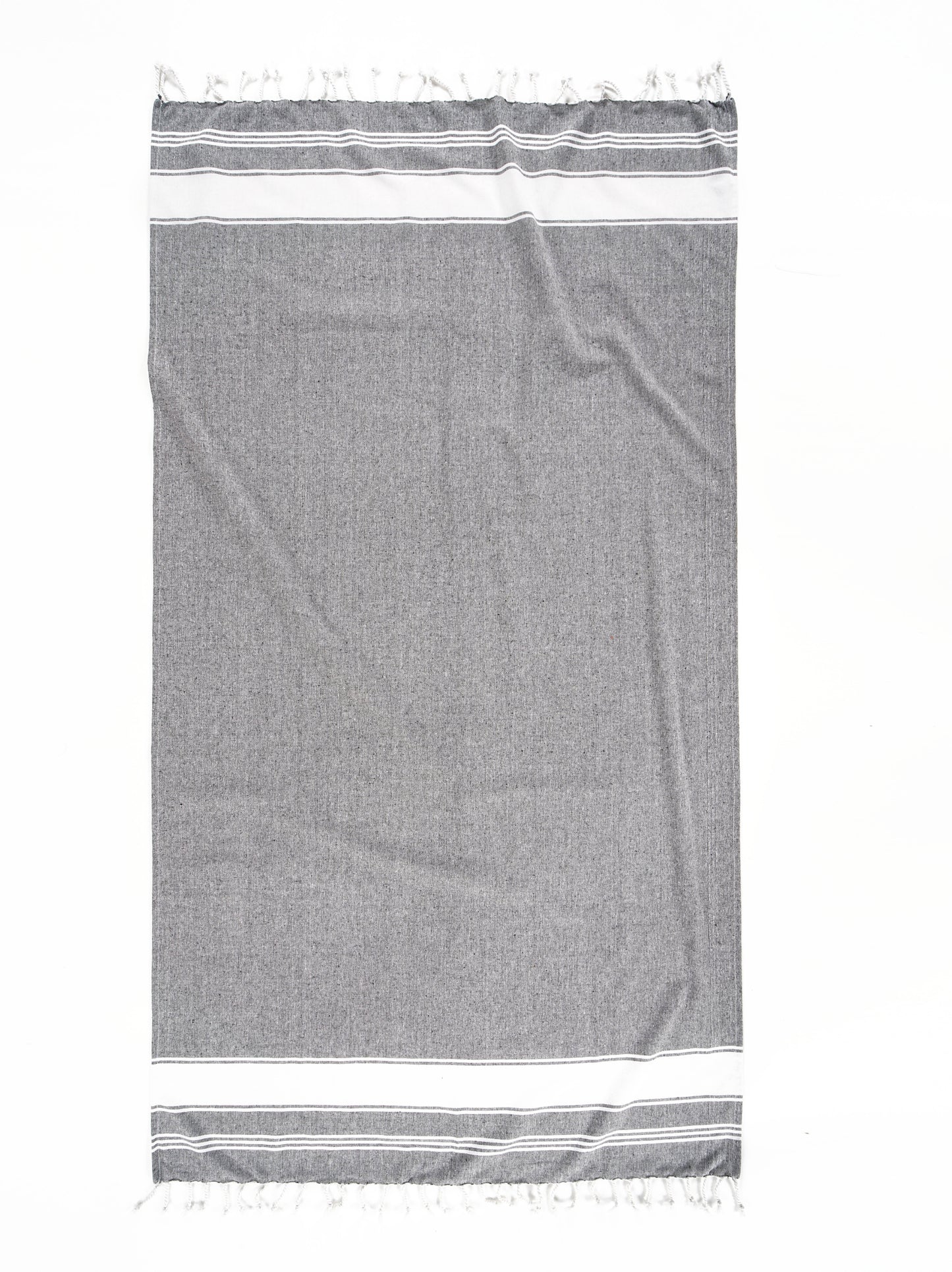 Set of 2 Chambray Turkish Beach Towels - Smoky Black