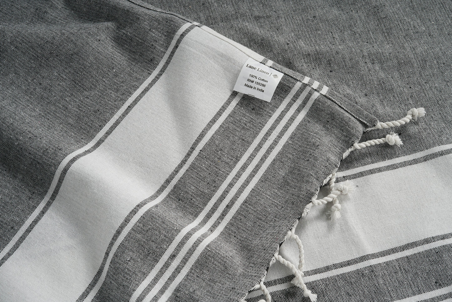 Set of 2 Chambray Turkish Beach Towels - Smoky Black