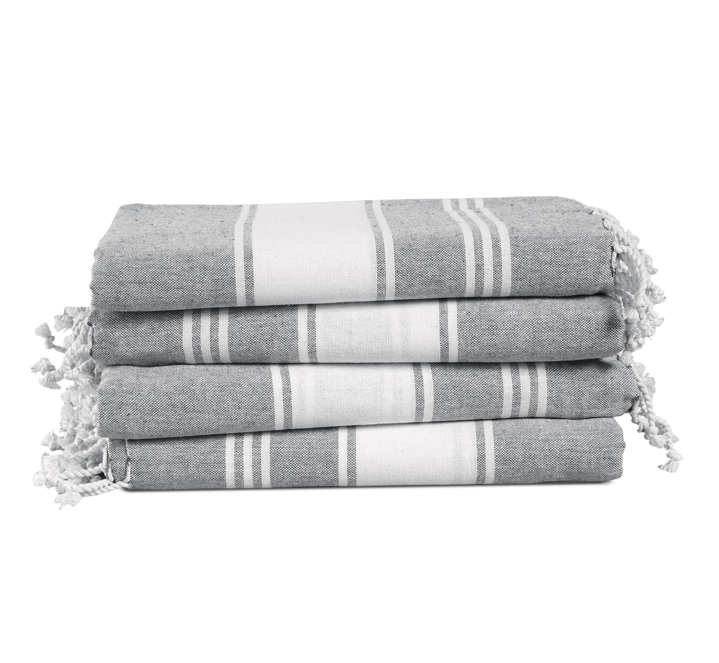 Set of 4 Chambray Turkish Beach Towels - Alloy