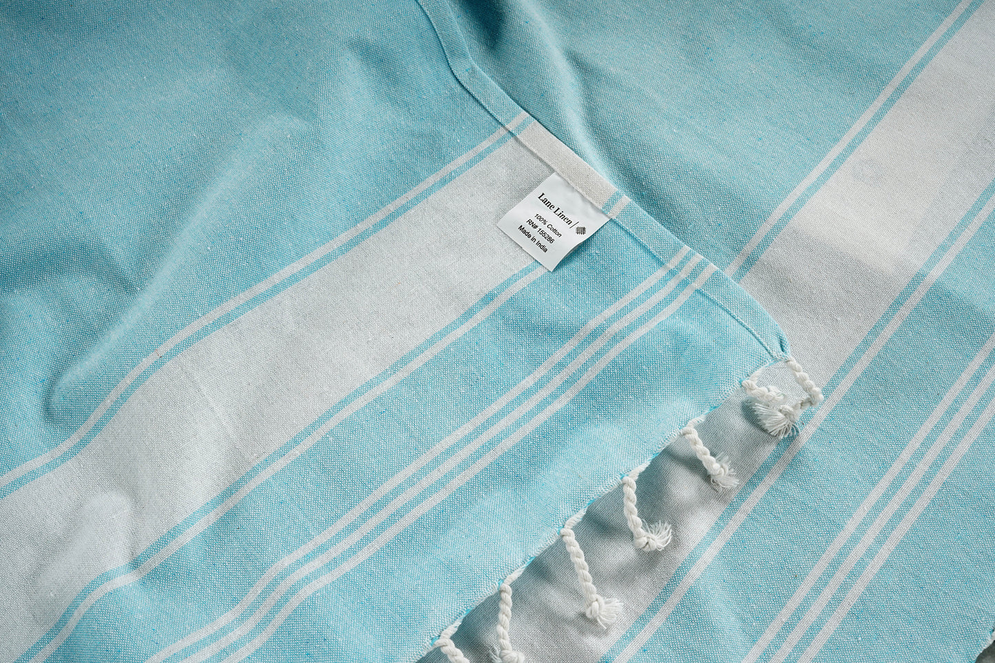 Set of 4 Chambray Turkish Beach Towels - Aqua