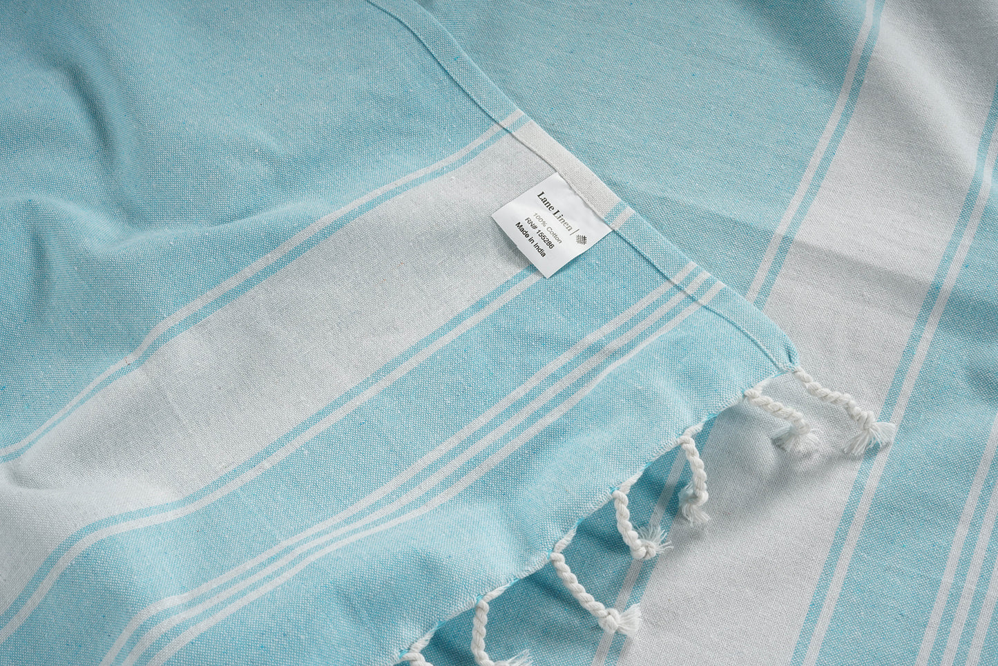 Set of 4 Chambray Turkish Beach Towels - Aqua