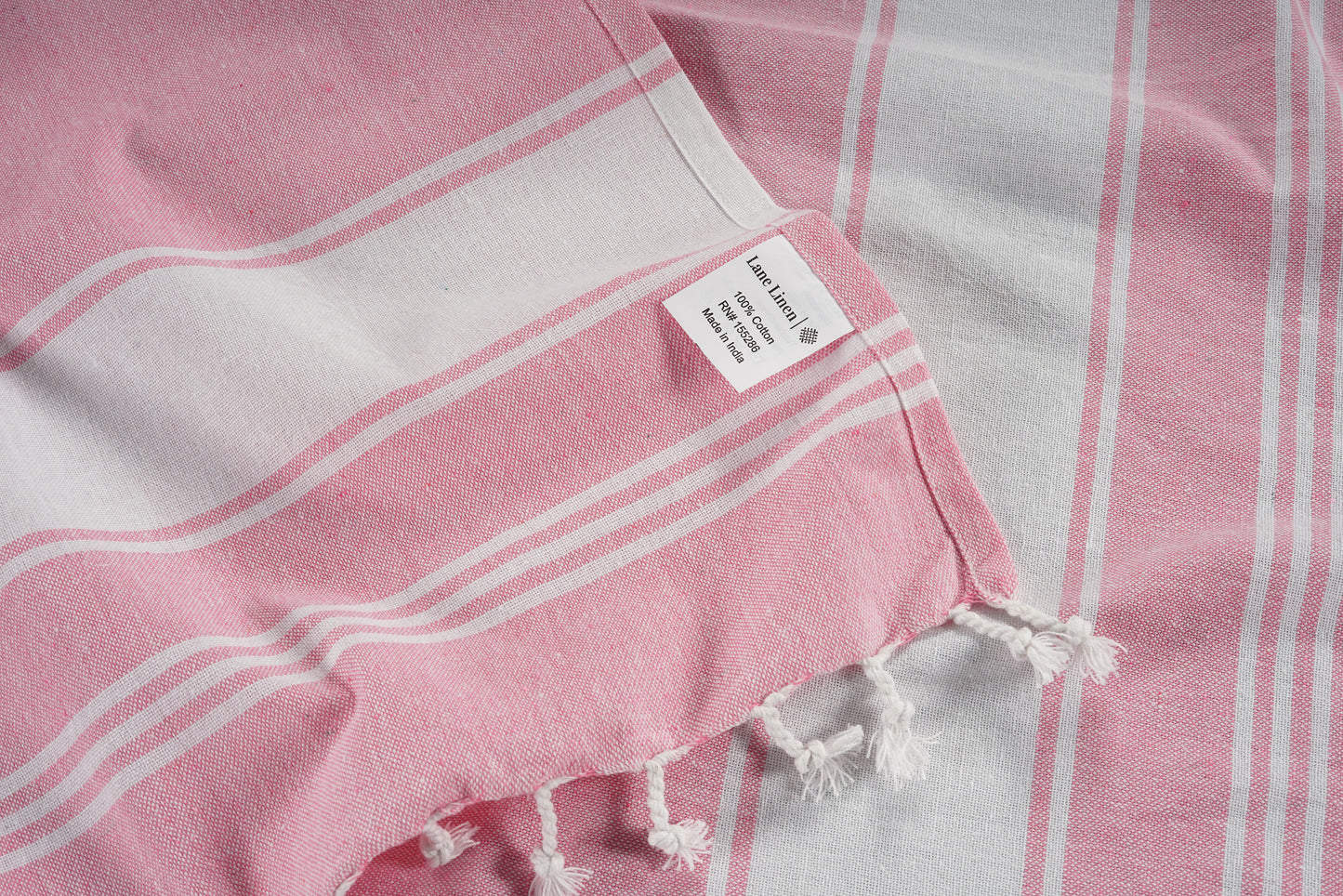 Set of 4 Chambray Turkish Beach Towels - Candy Pink