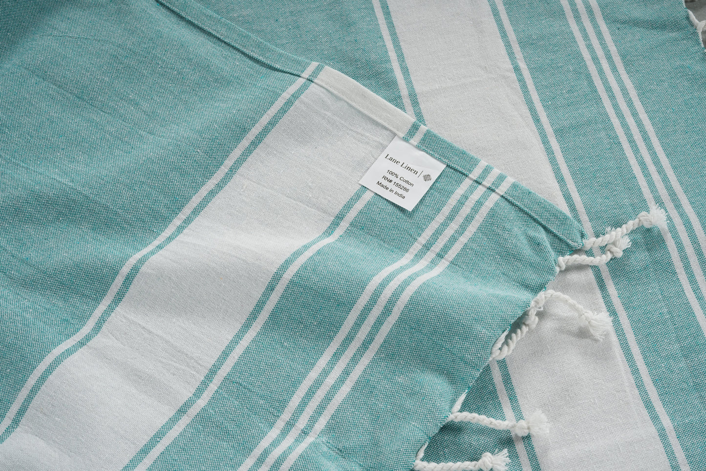 Set of 4 Chambray Turkish Beach Towels - Hunter Green