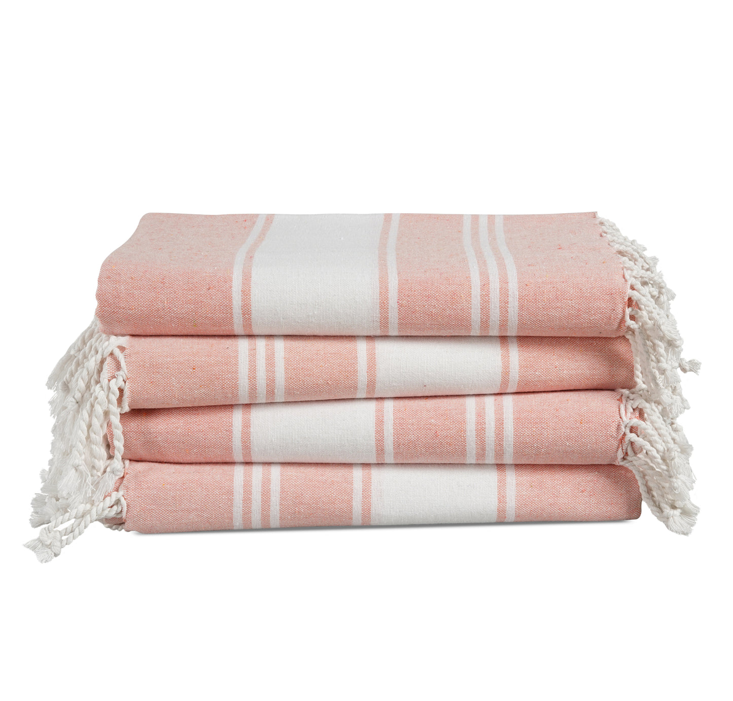 Set of 4 Chambray Turkish Beach Towels - Quartz Pink