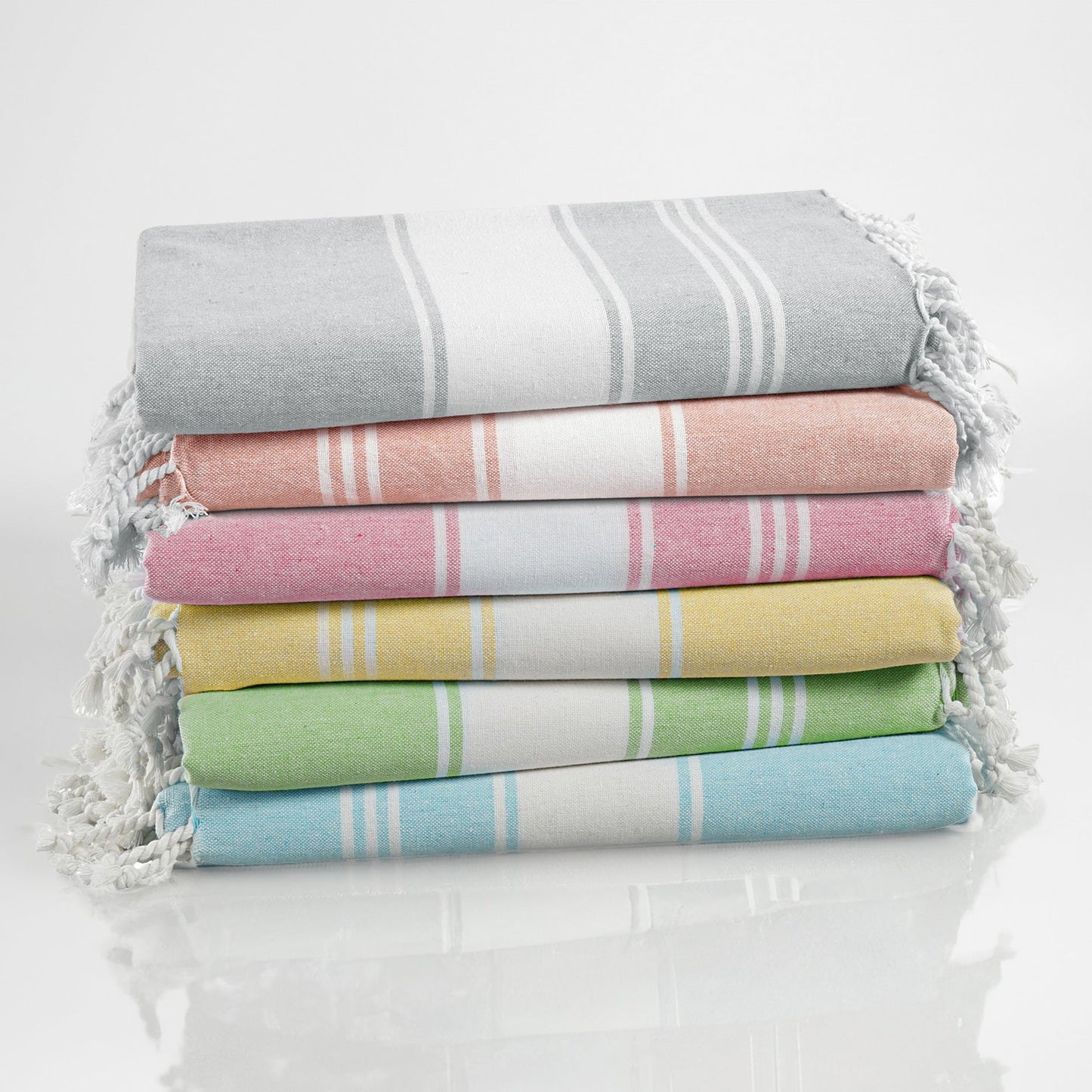Set of 6 Chambray Turkish Beach Towels - Beach Party