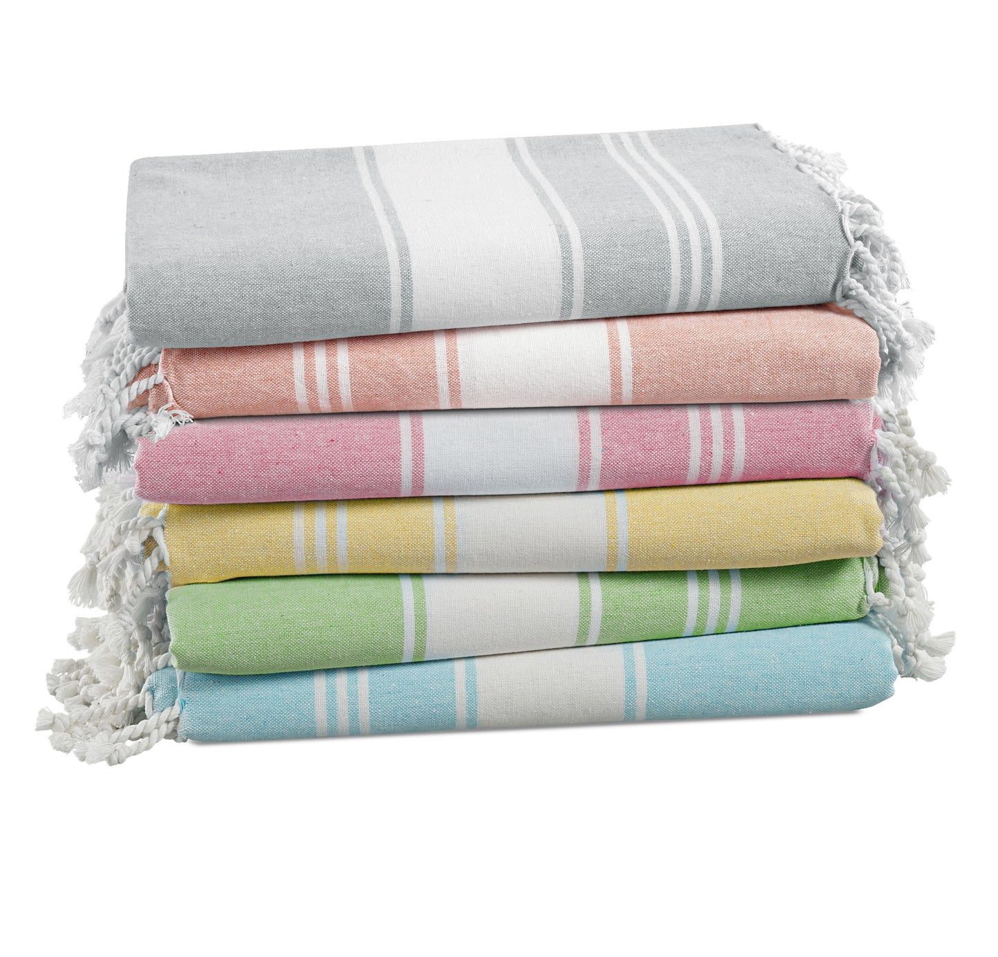Set of 6 Chambray Turkish Beach Towels - Beach Party