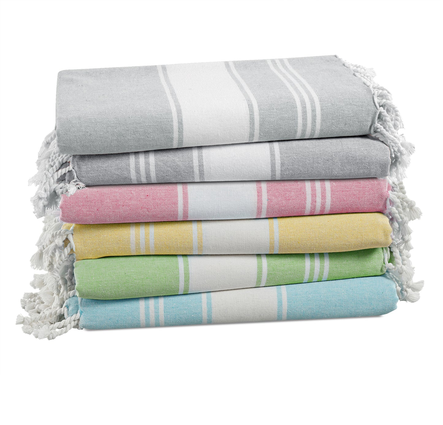 Set of 6 Chambray Turkish Beach Towels - Beach Party