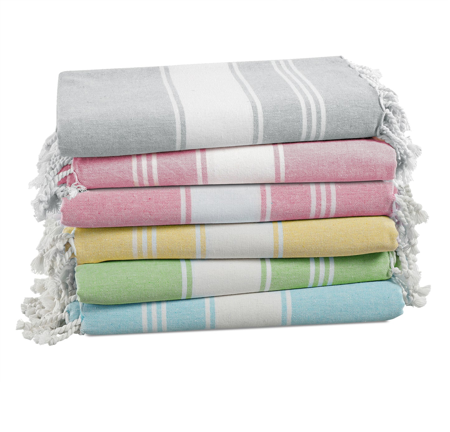 Set of 6 Chambray Turkish Beach Towels - Beach Party