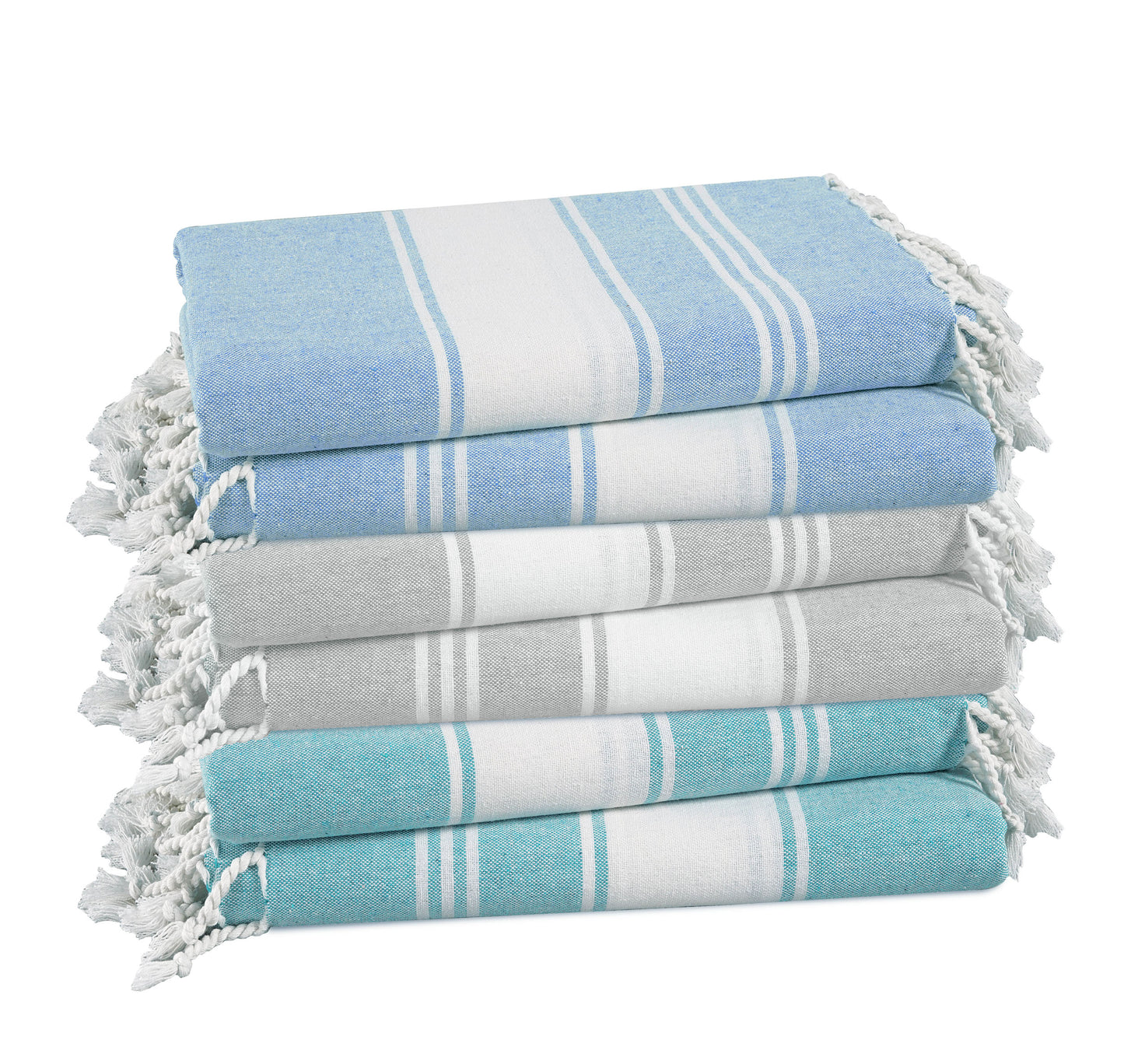 Set of 6 Chambray Turkish Beach Towels - Classic