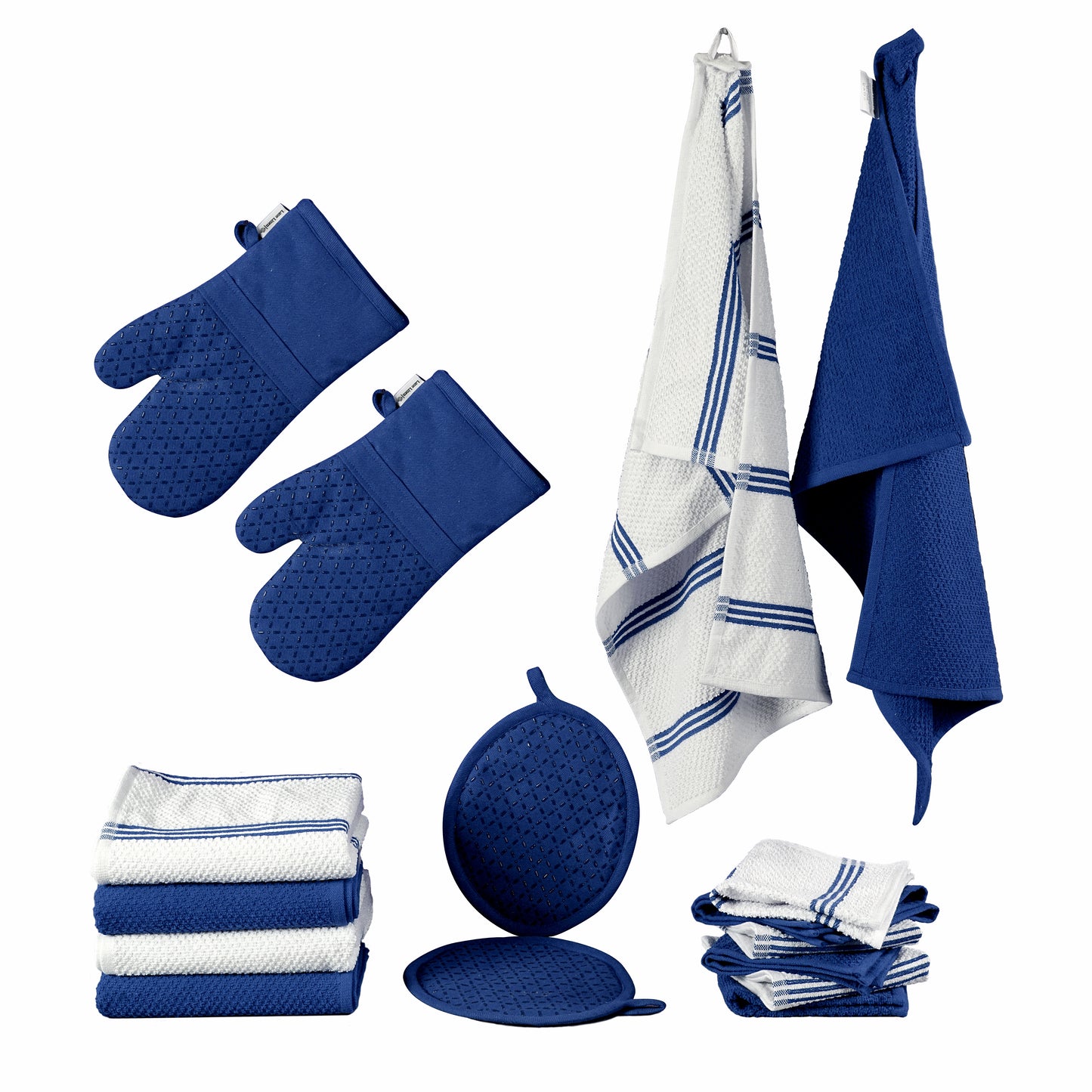 16pc Kitchen Towel and Oven Mitt Set - Indigo