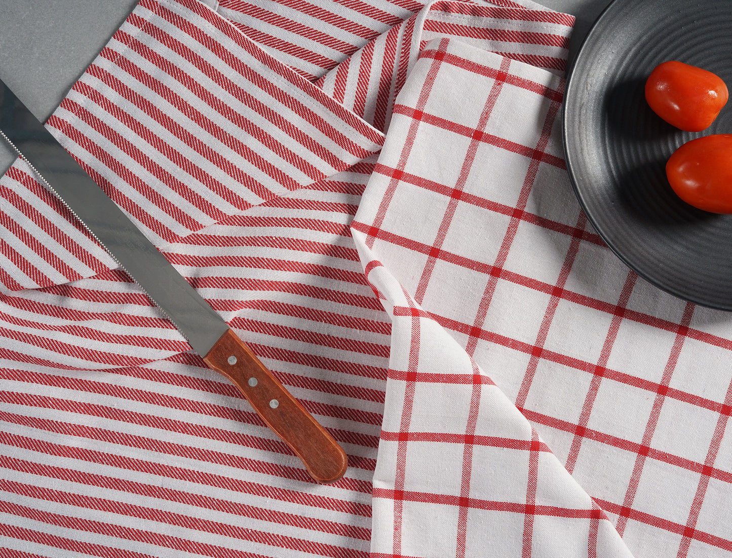 Set of 12 Multiweave Kitchen Towels - Red