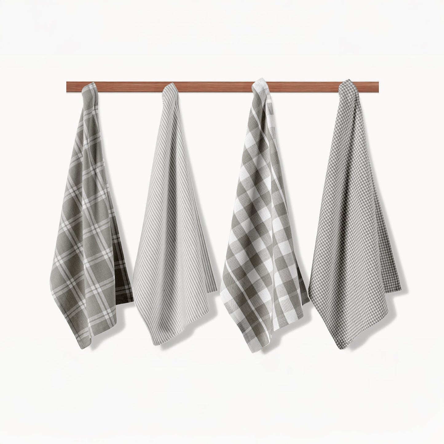 Set of 4 Multiweave Kitchen Towels - Grey