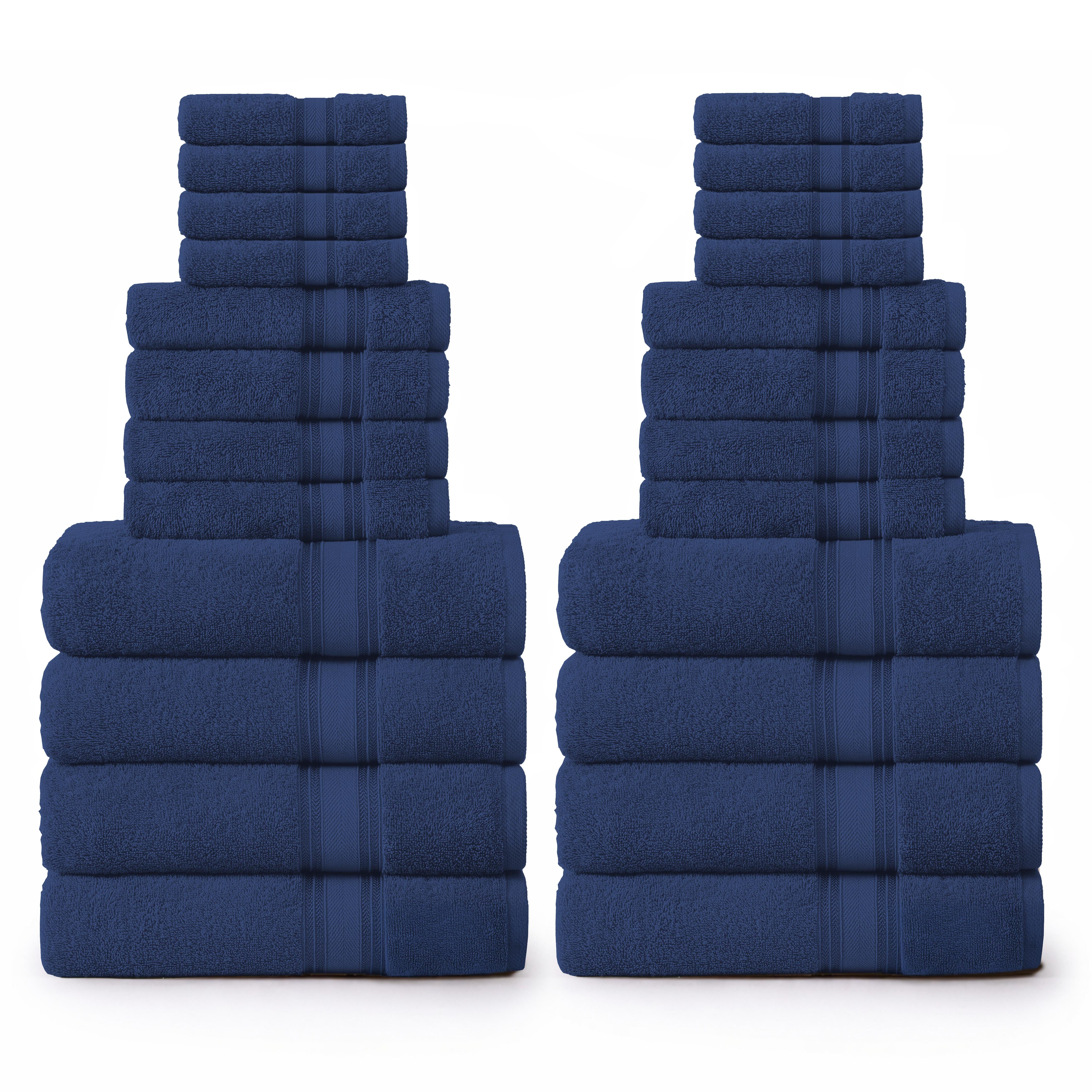 24 Piece 100% Cotton Towel Set 550GSM - Navy