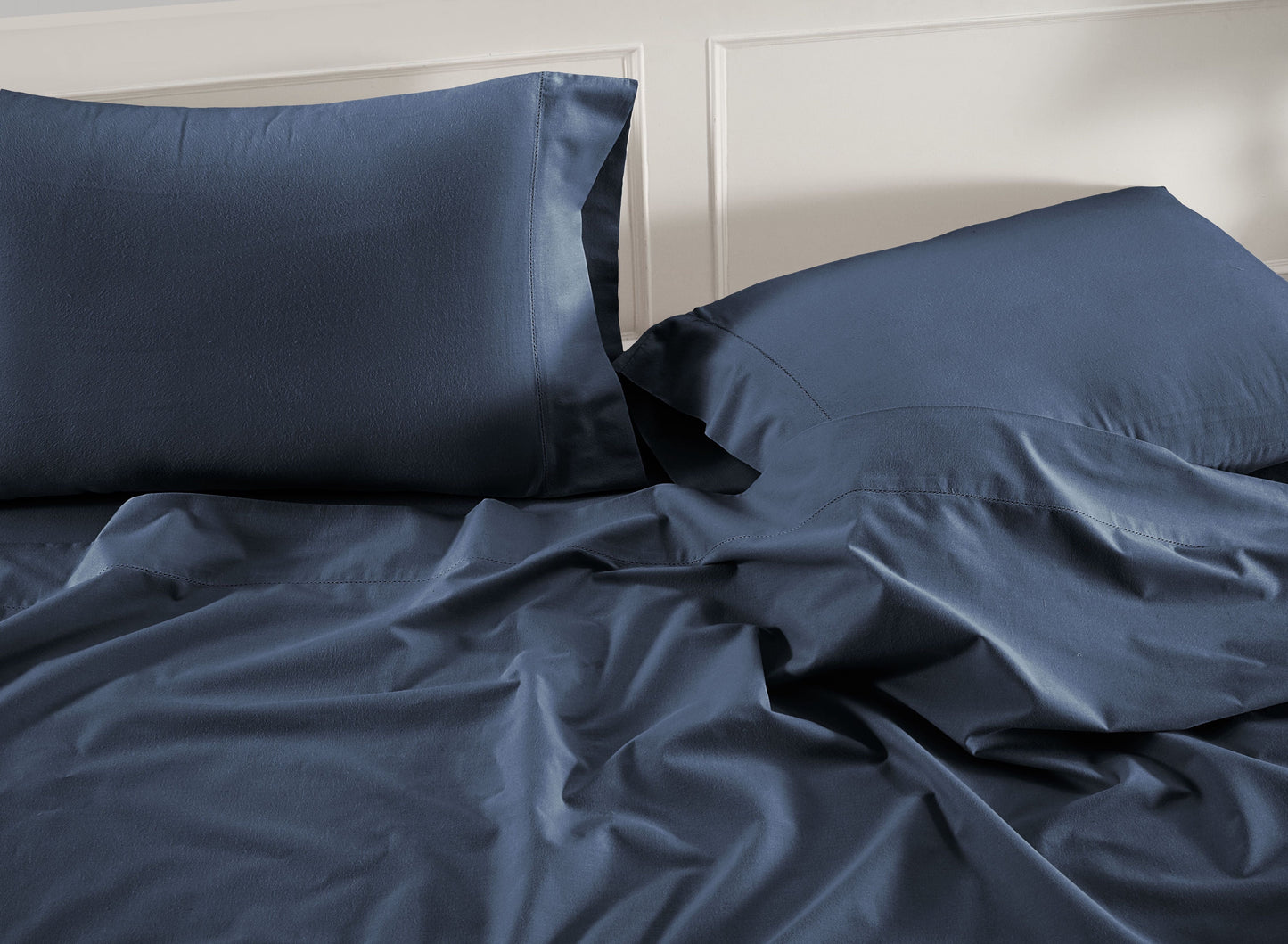 100% Organic Washed Cotton Sheet Set - Estate Blue