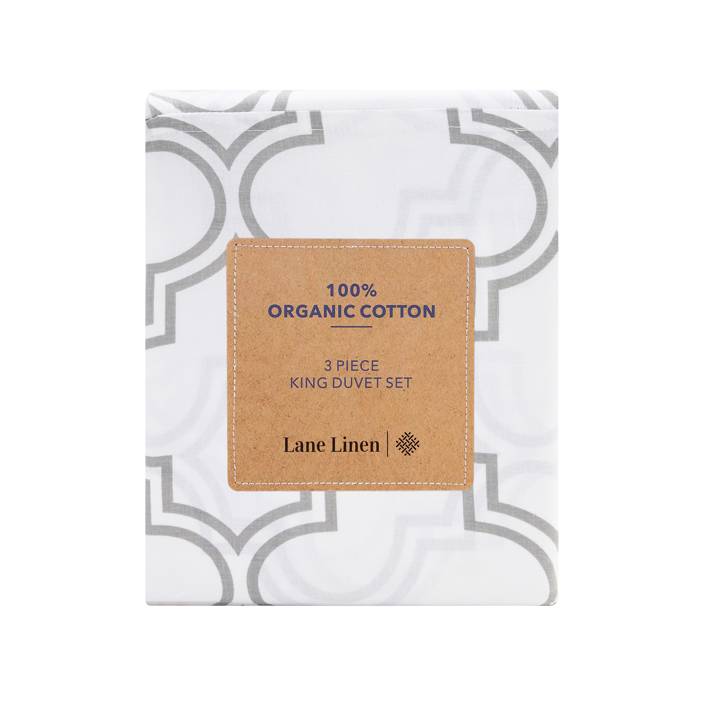 100% Organic Washed Cotton Quilt Cover Set - Trellis Silver